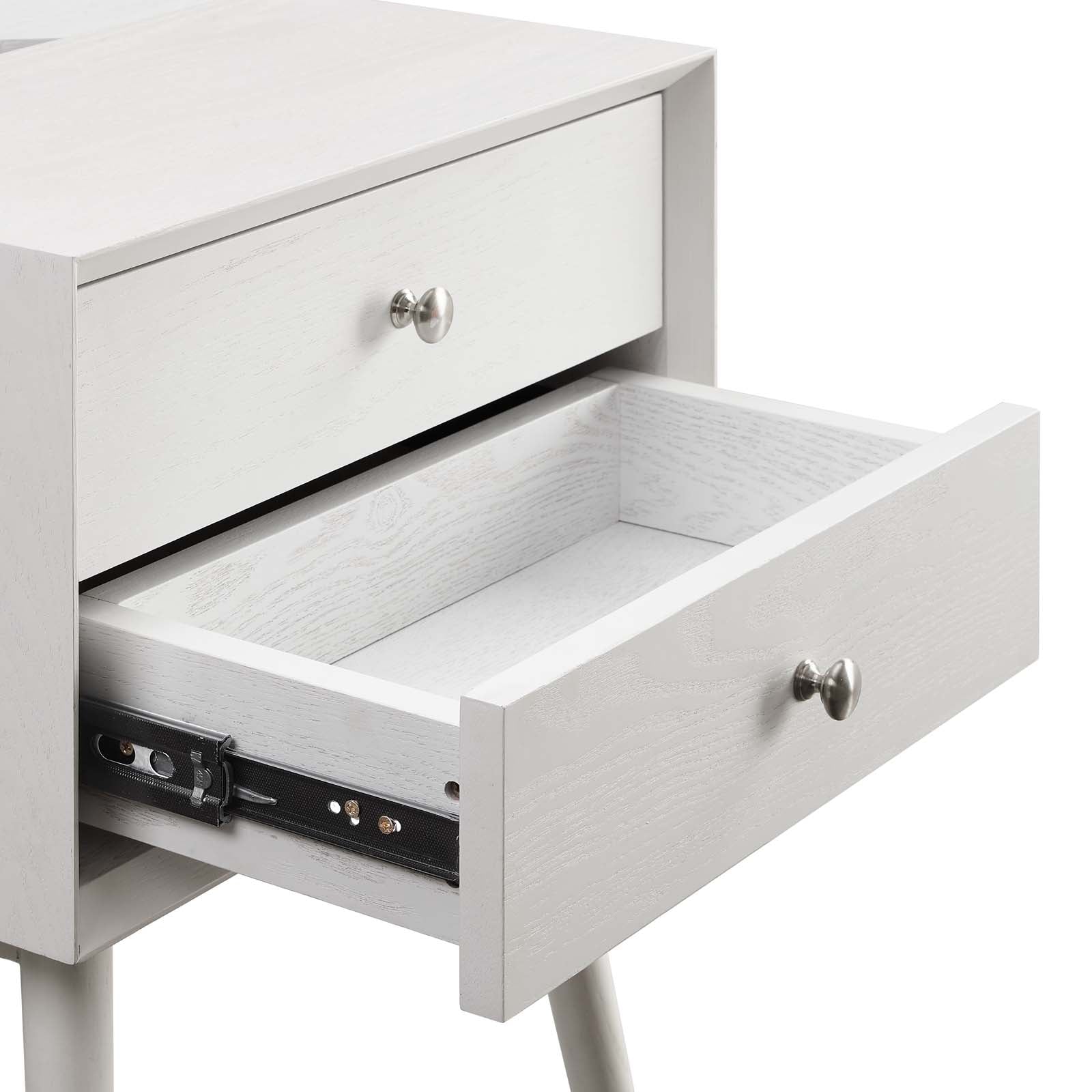 Modway Nightstands & Side Tables - Ember Wood Nightstand With USB Ports White White