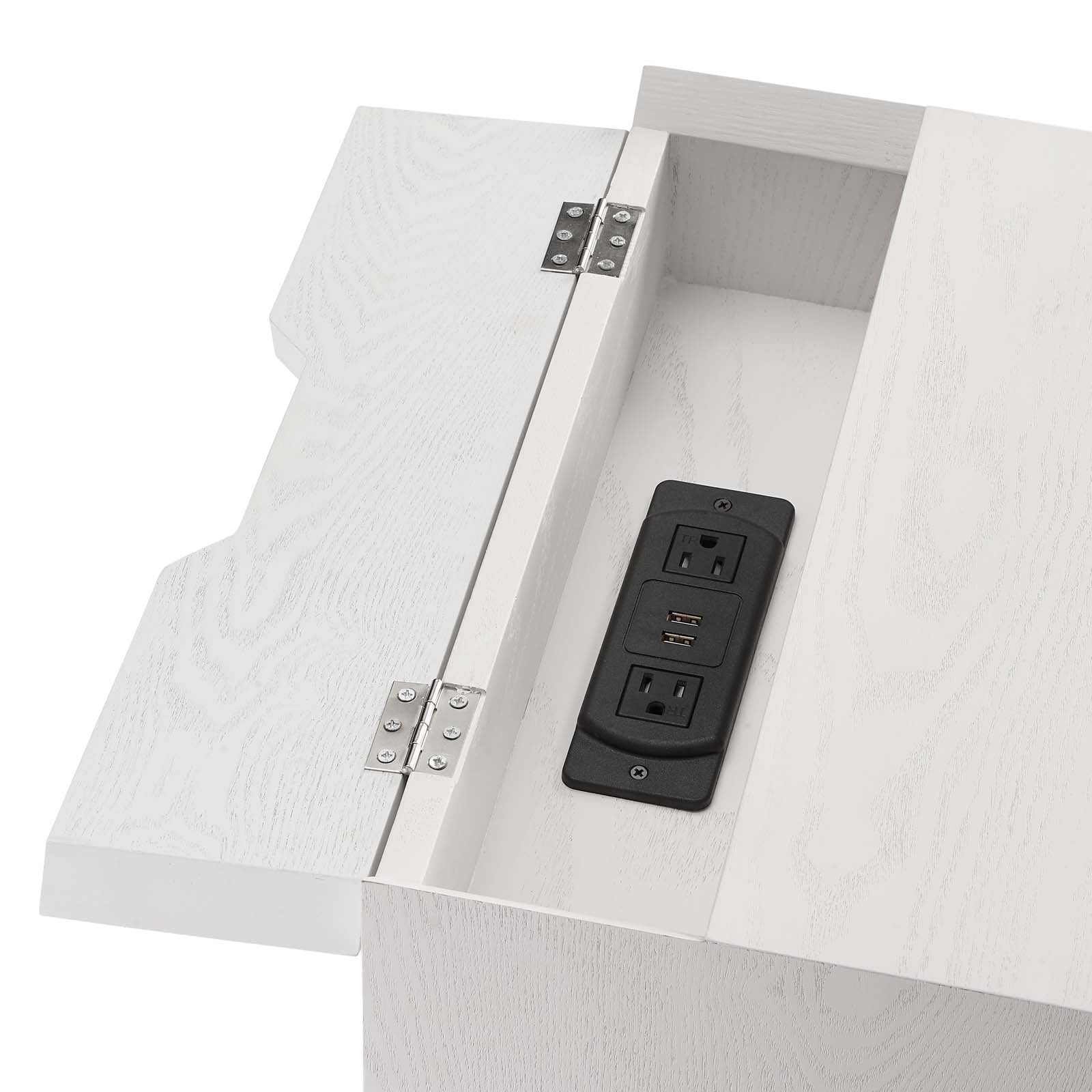 Modway Nightstands & Side Tables - Ember Wood Nightstand With USB Ports White White