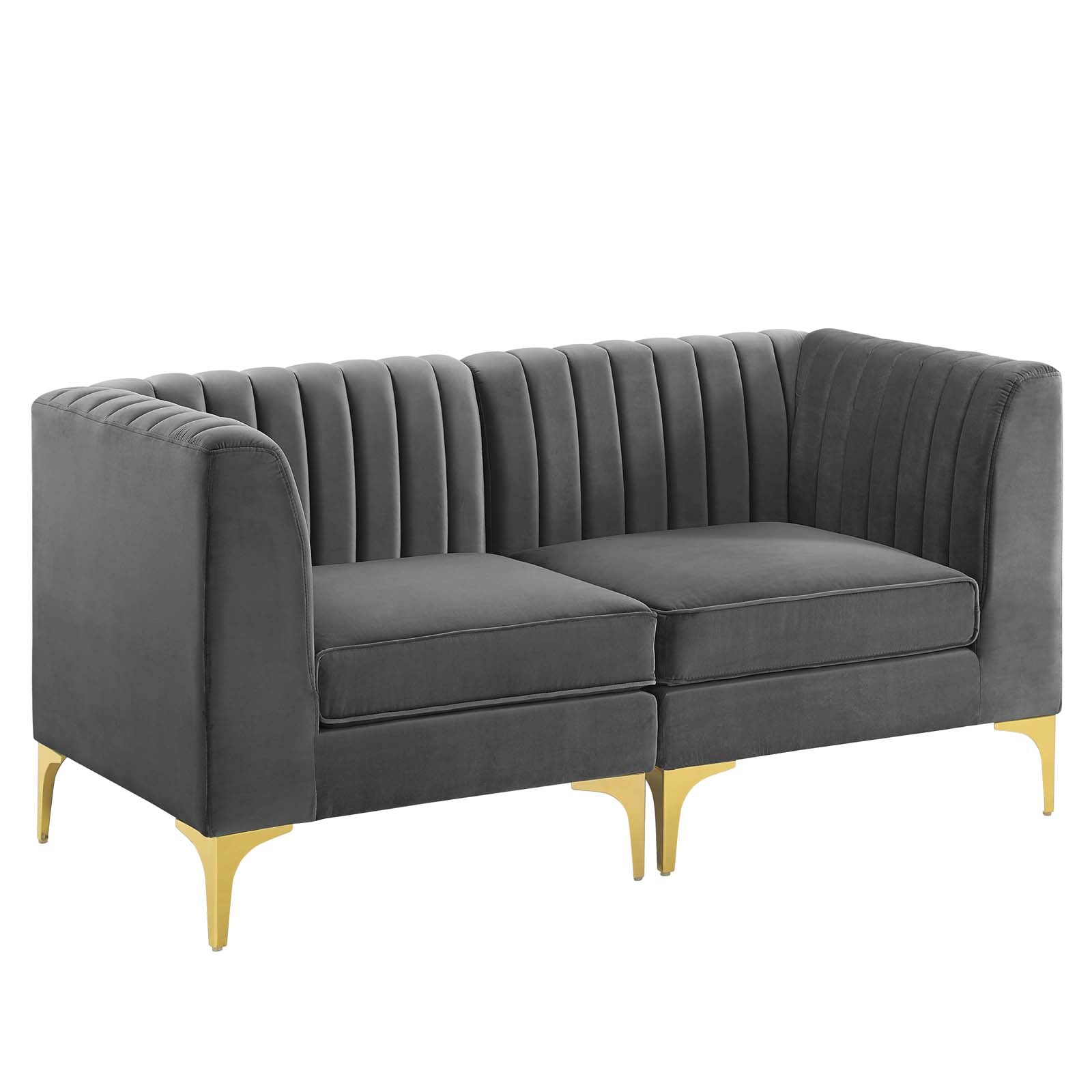 Modway Loveseats - Triumph Channel Tufted Performance Velvet Loveseat Gray