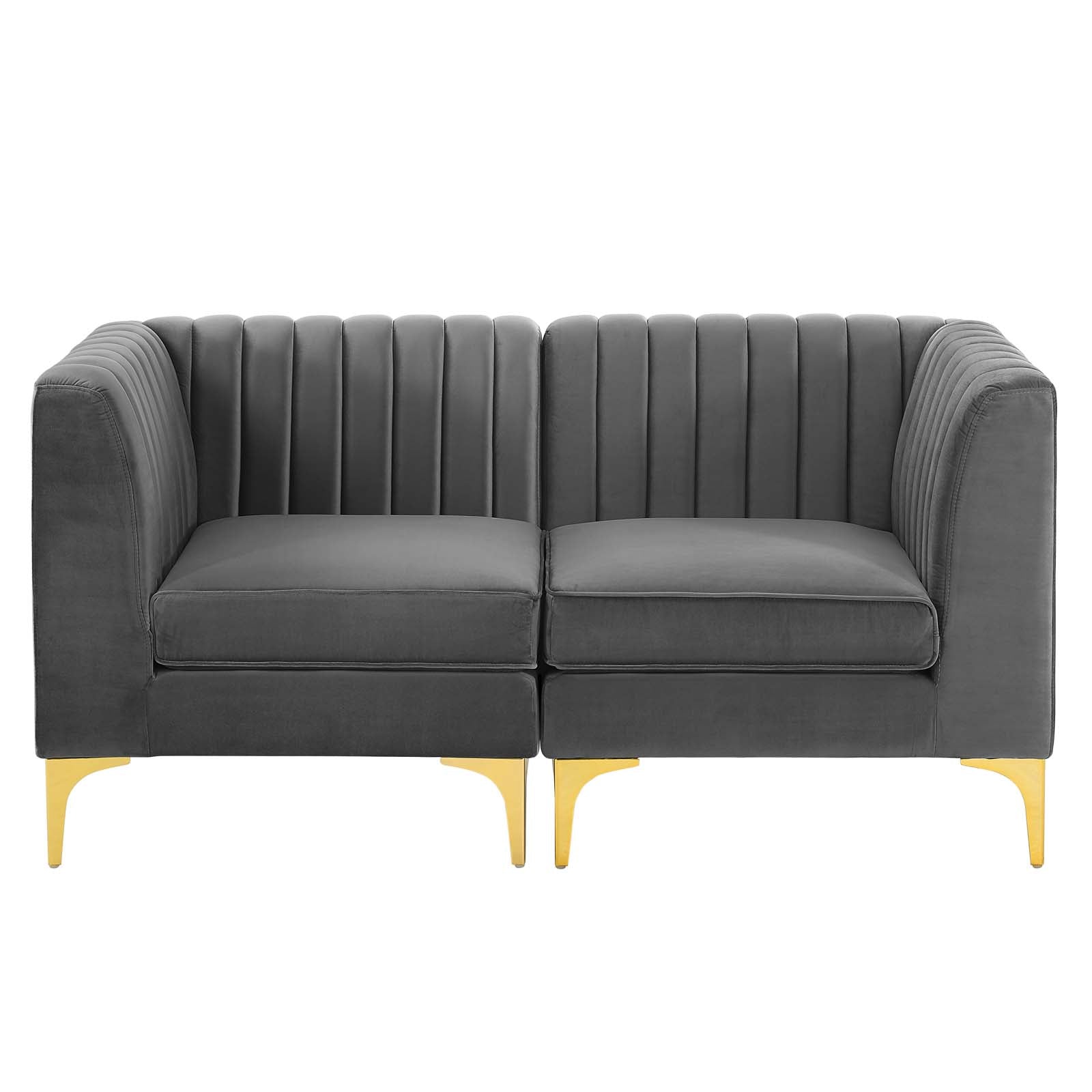 Modway Loveseats - Triumph Channel Tufted Performance Velvet Loveseat Gray