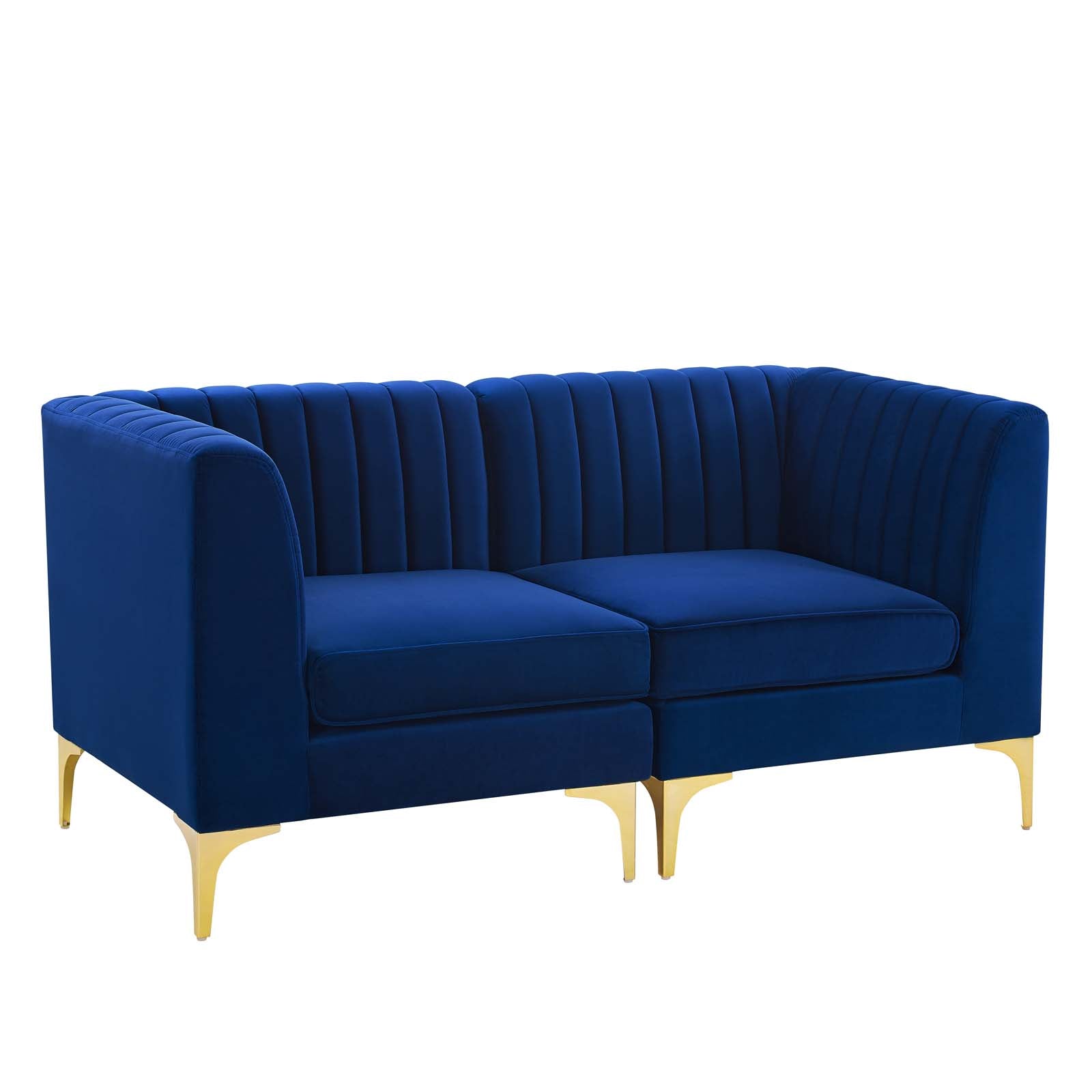 Modway Loveseats - Triumph Channel Tufted Performance Velvet Loveseat Navy