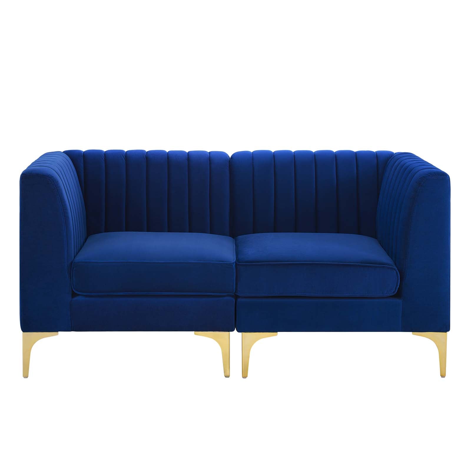 Modway Loveseats - Triumph Channel Tufted Performance Velvet Loveseat Navy