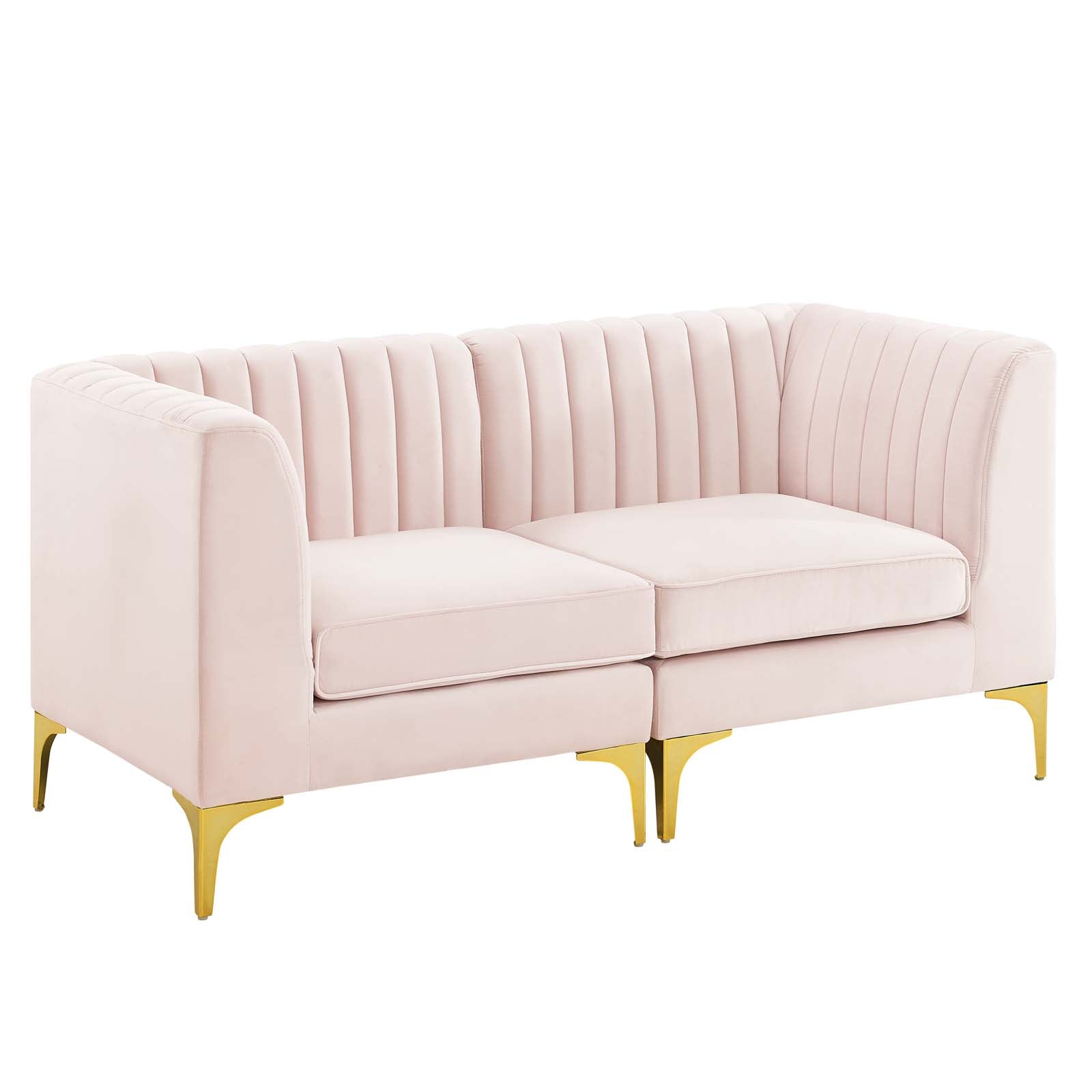 Modway Loveseats - Triumph Channel Tufted Performance Velvet Loveseat Pink