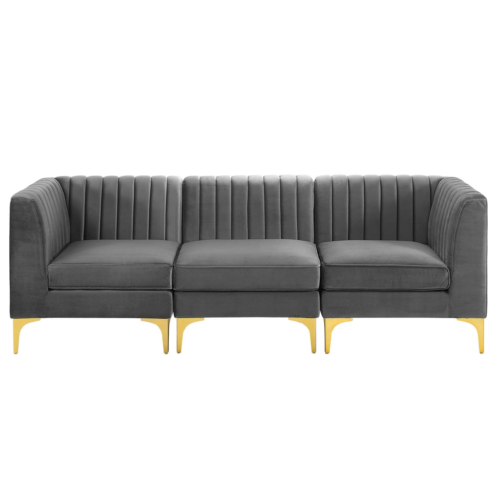 Modway Sofas & Couches - Triumph Channel Tufted Performance Velvet 3-Seater Sofa Gray