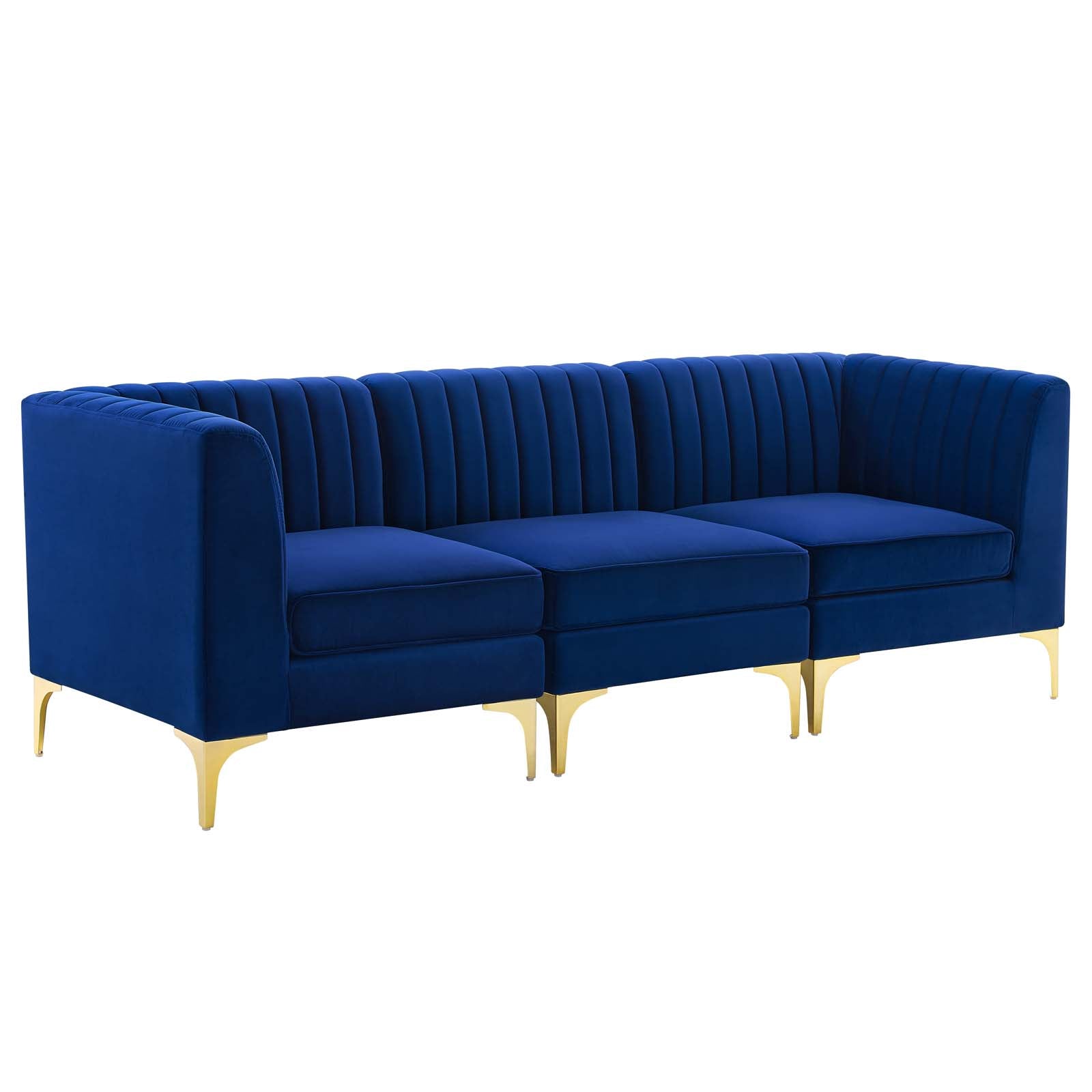 Modway Sofas & Couches - Triumph Channel Tufted Performance Velvet 3-Seater Sofa Navy