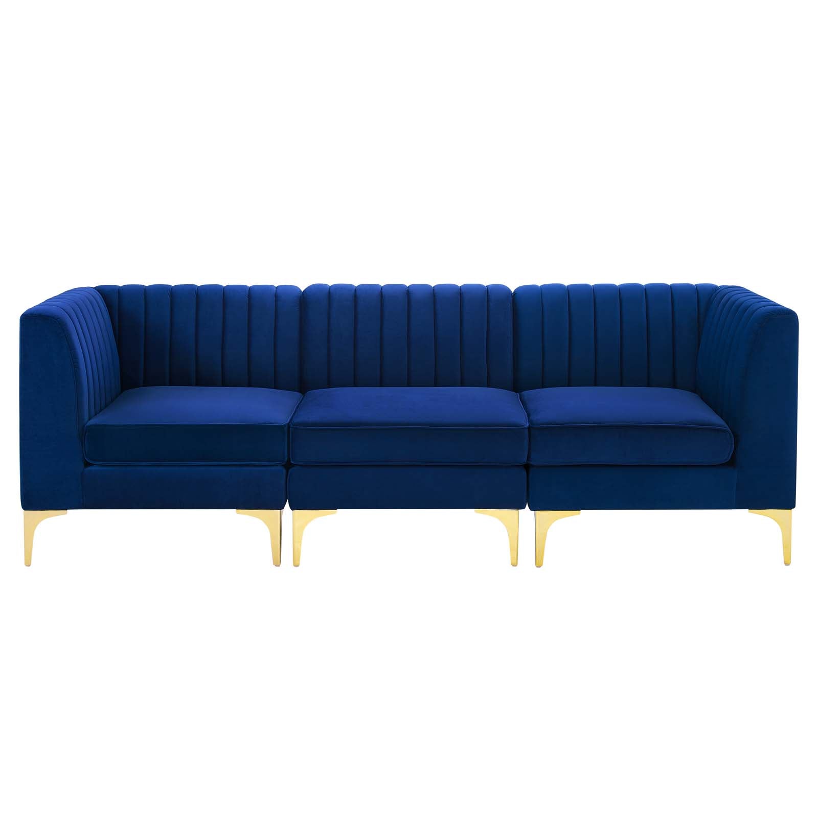 Modway Sofas & Couches - Triumph Channel Tufted Performance Velvet 3-Seater Sofa Navy