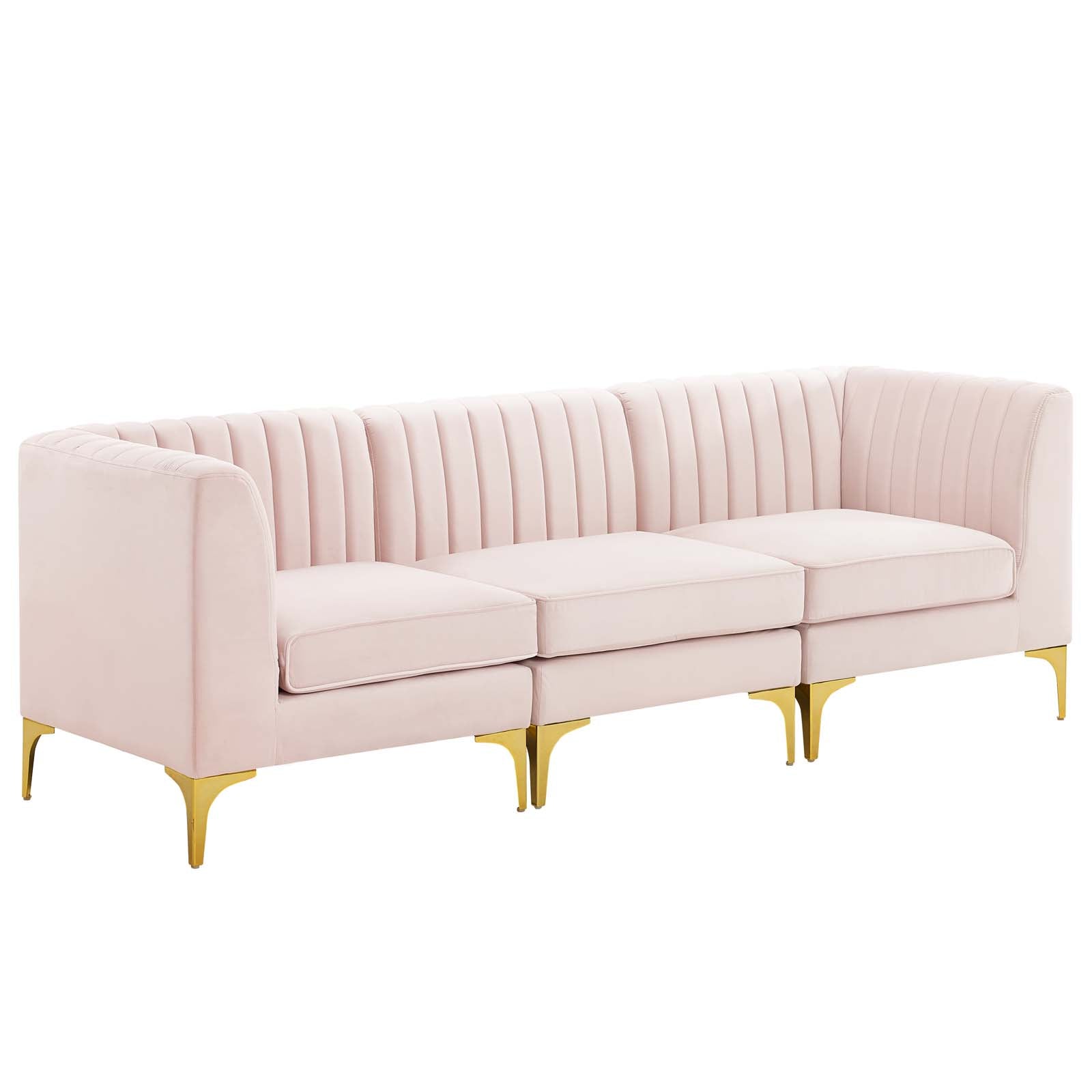 Modway Sofas & Couches - Triumph Channel Tufted Performance Velvet 3-Seater Sofa Pink