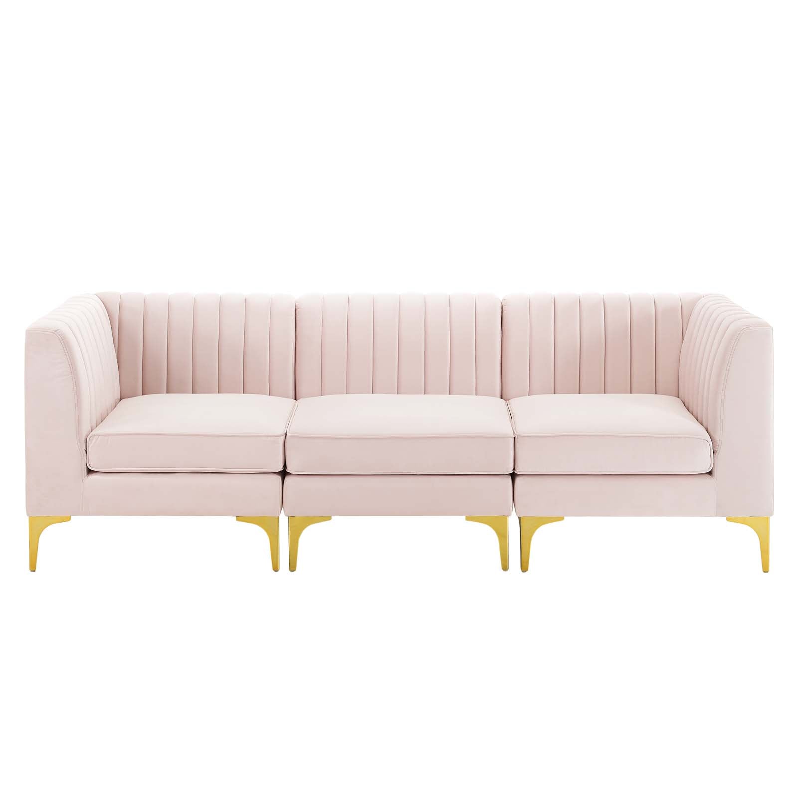 Modway Sofas & Couches - Triumph Channel Tufted Performance Velvet 3-Seater Sofa Pink