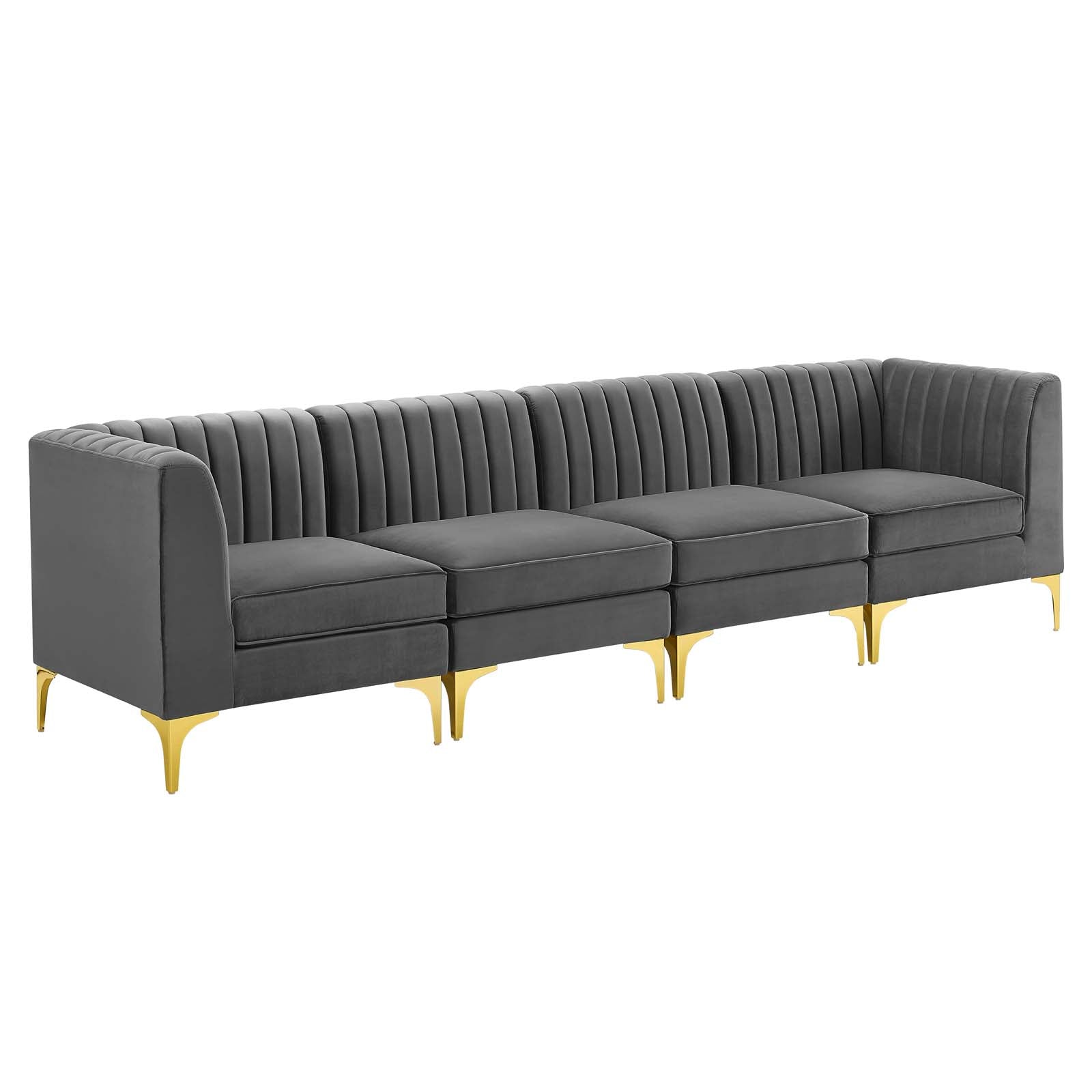 Modway Sofas & Couches - Triumph Channel Tufted Performance Velvet 4-Seater Sofa Gray