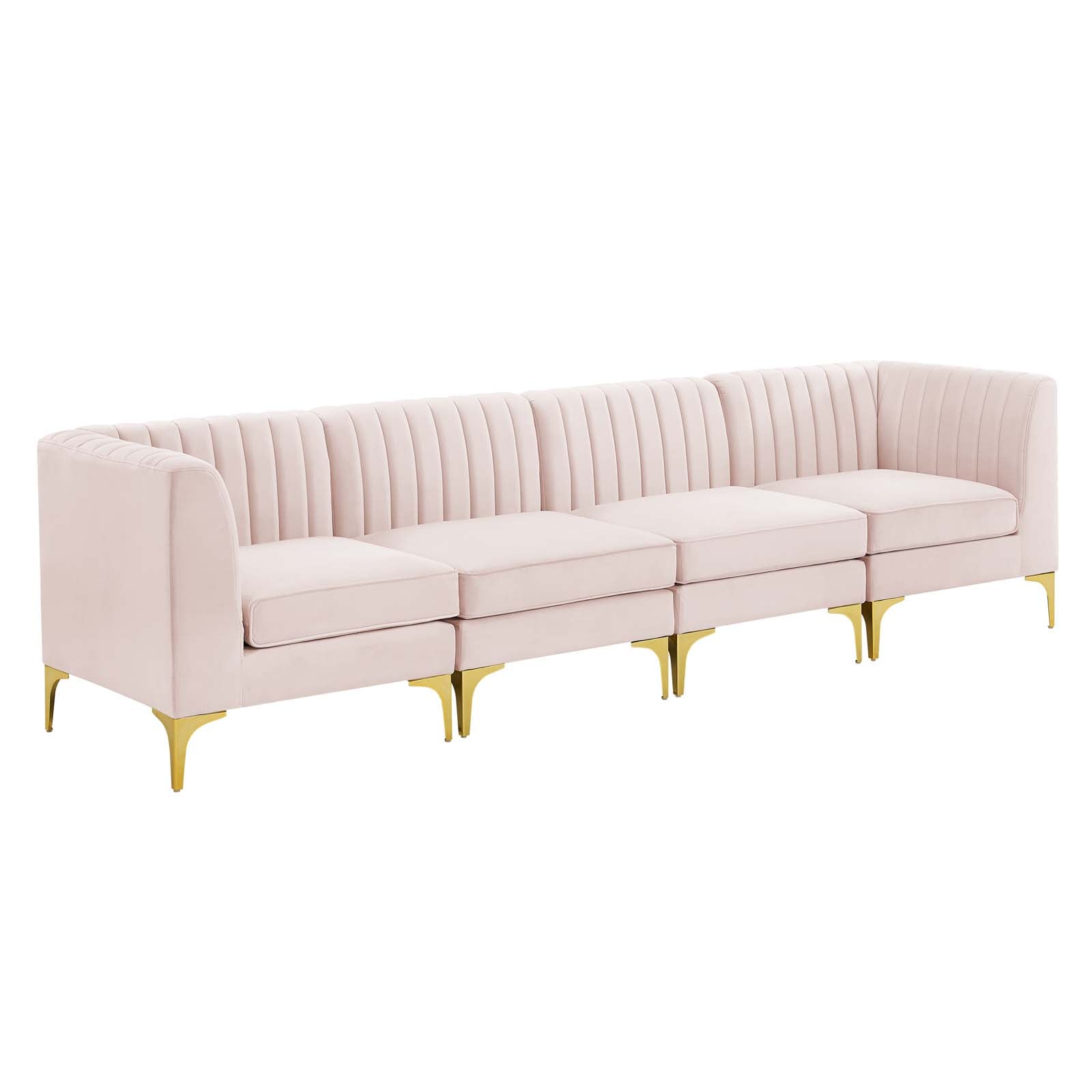 Modway Sofas & Couches - Triumph Channel Tufted Performance Velvet 4-Seater Sofa Pink