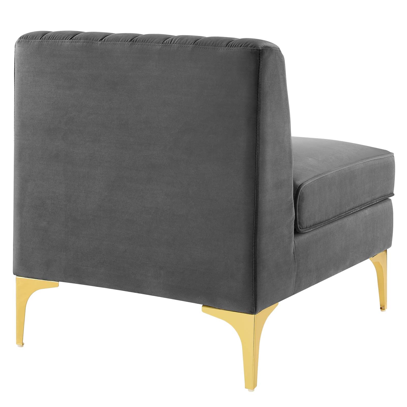 Modway Sectional Sofas - Triumph Channel Tufted Performance Velvet 4 Piece Sectional Sofa Gray 91"