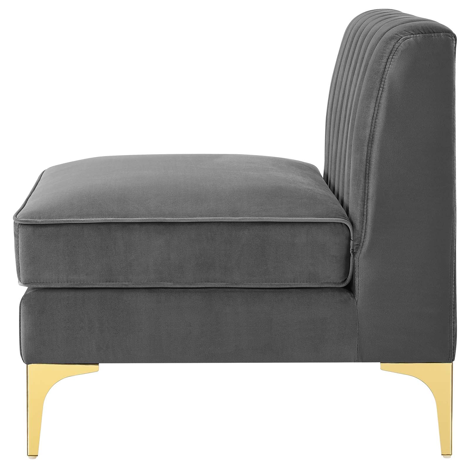 Modway Sectional Sofas - Triumph Channel Tufted Performance Velvet 4 Piece Sectional Sofa Gray 91"