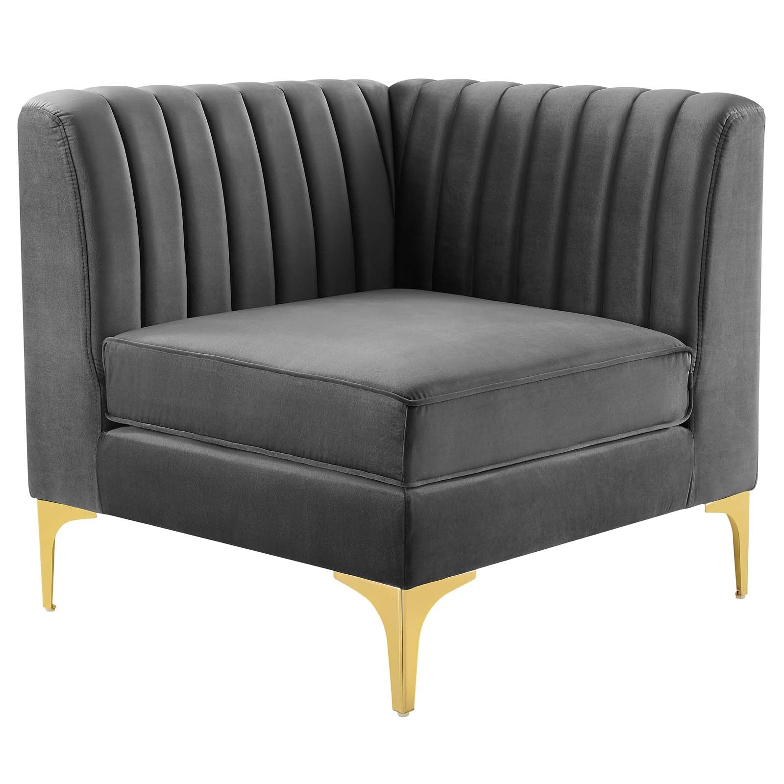 Modway Sectional Sofas - Triumph Channel Tufted Performance Velvet 5-Piece Sectional Sofa Gray