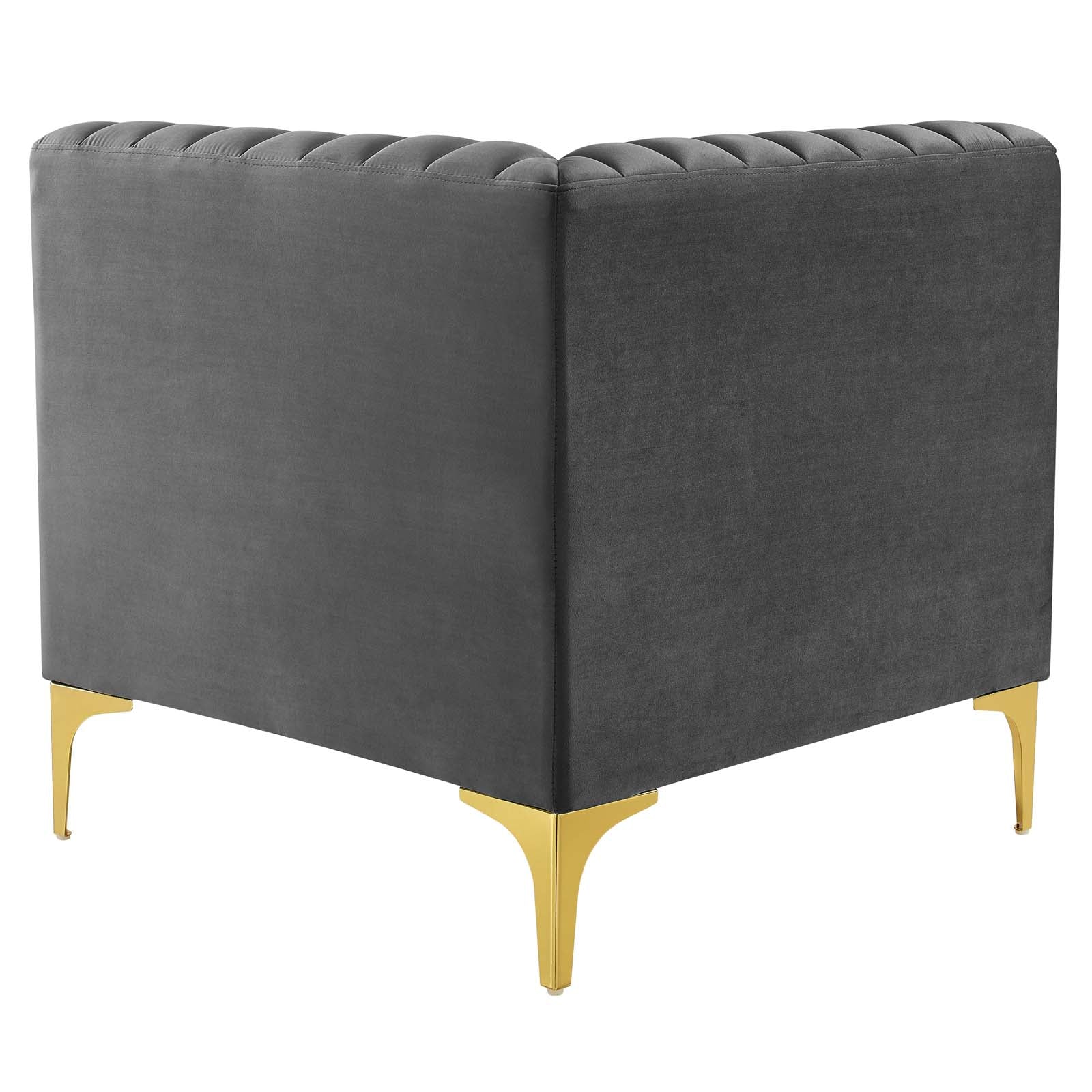 Modway Sectional Sofas - Triumph Channel Tufted Performance Velvet 5-Piece Sectional Sofa Gray