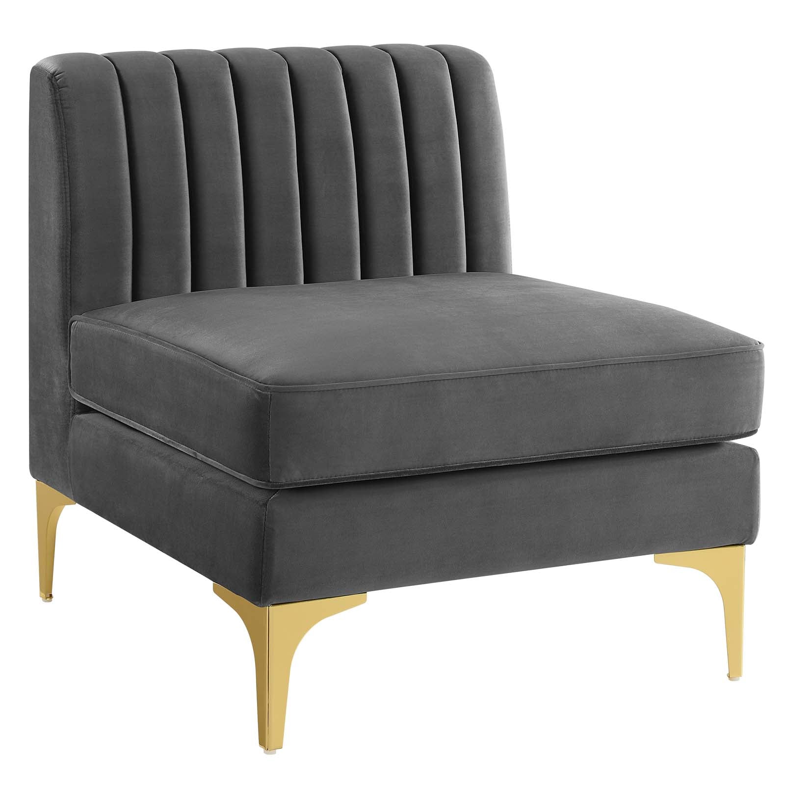 Modway Sectional Sofas - Triumph Channel Tufted Performance Velvet 5-Piece Sectional Sofa Gray