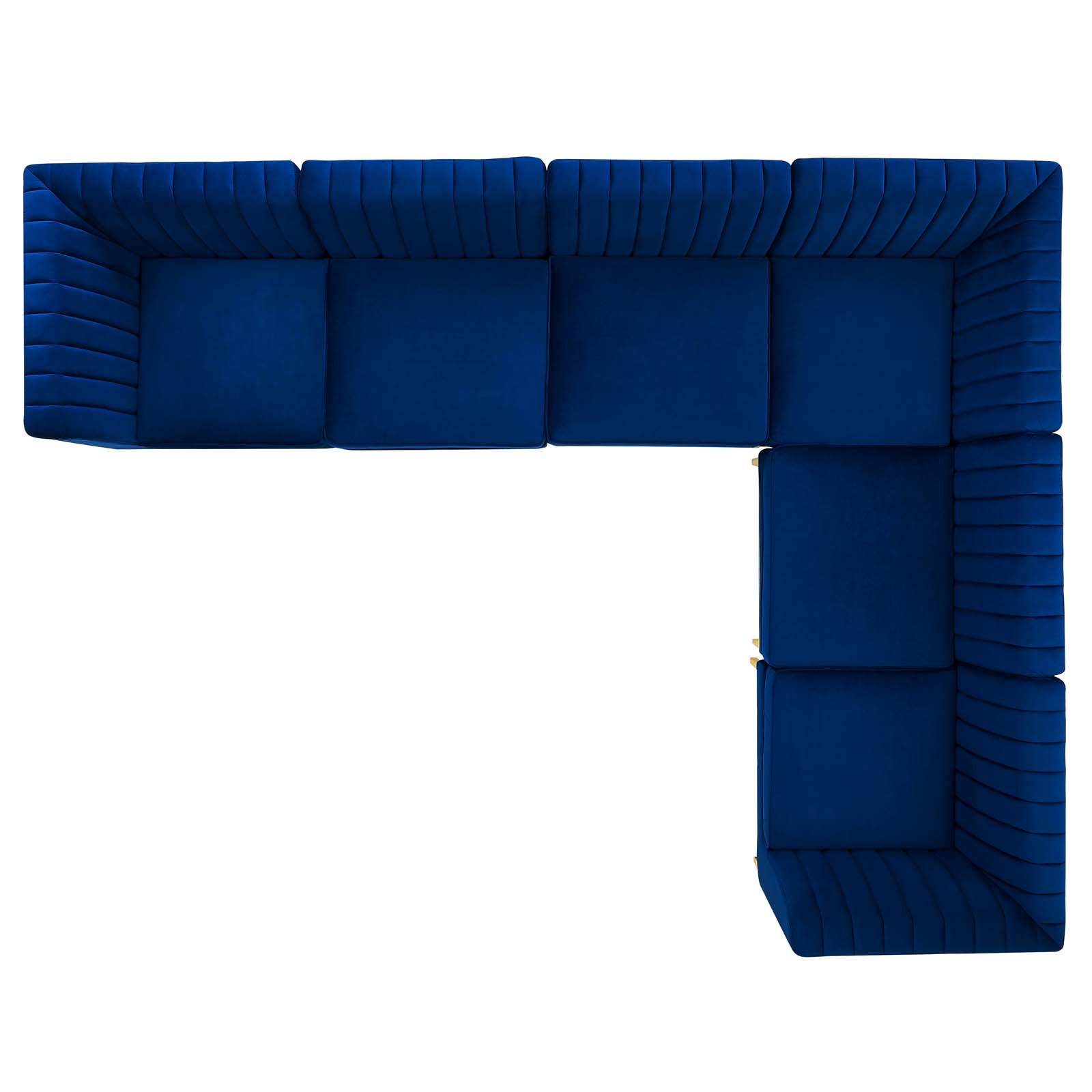 Modway Sectional Sofas - Triumph Channel Tufted Performance Velvet 6-Piece Sectional Sofa Navy