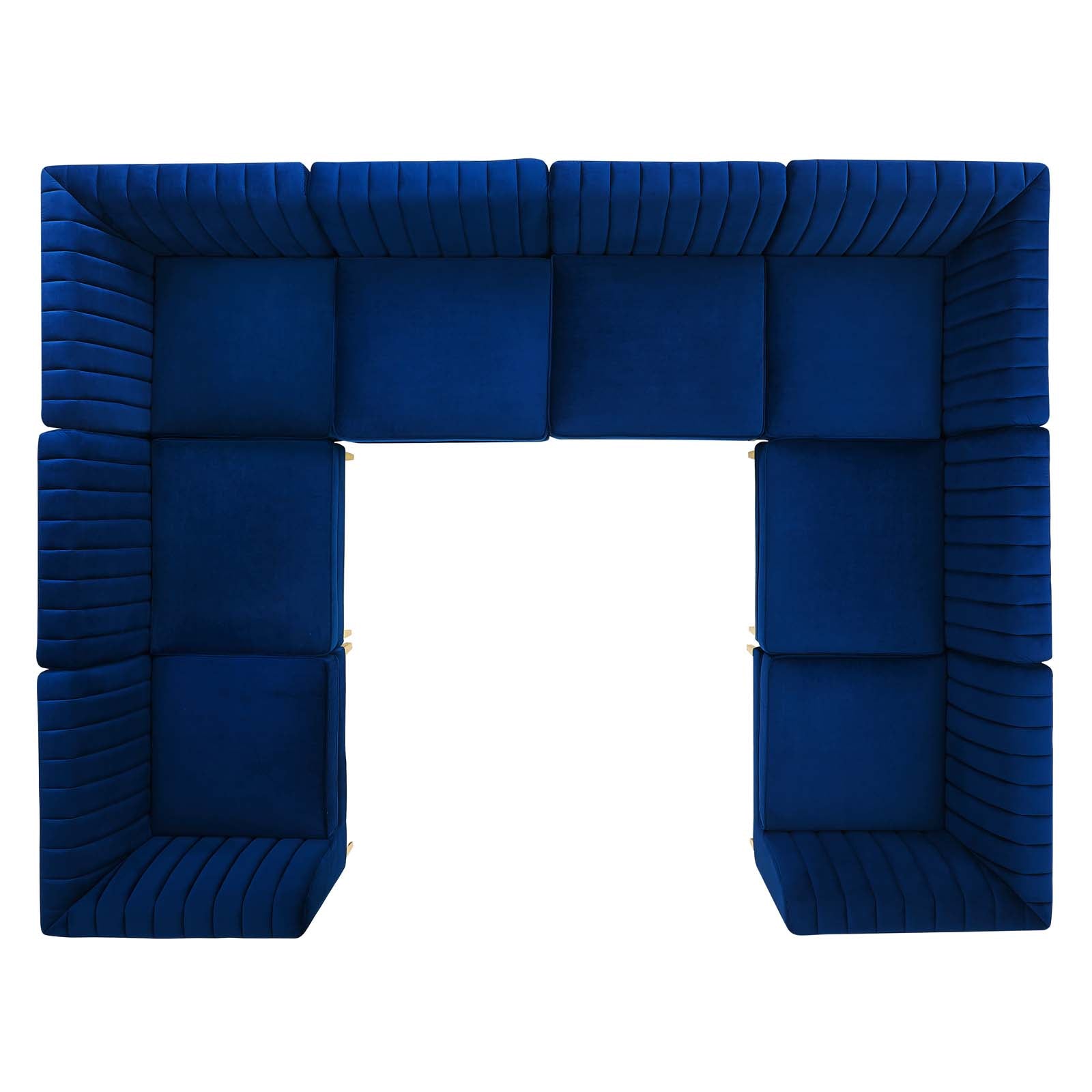 Modway Sectional Sofas - Triumph Channel Tufted Performance Velvet 8-Piece Sectional Sofa Navy