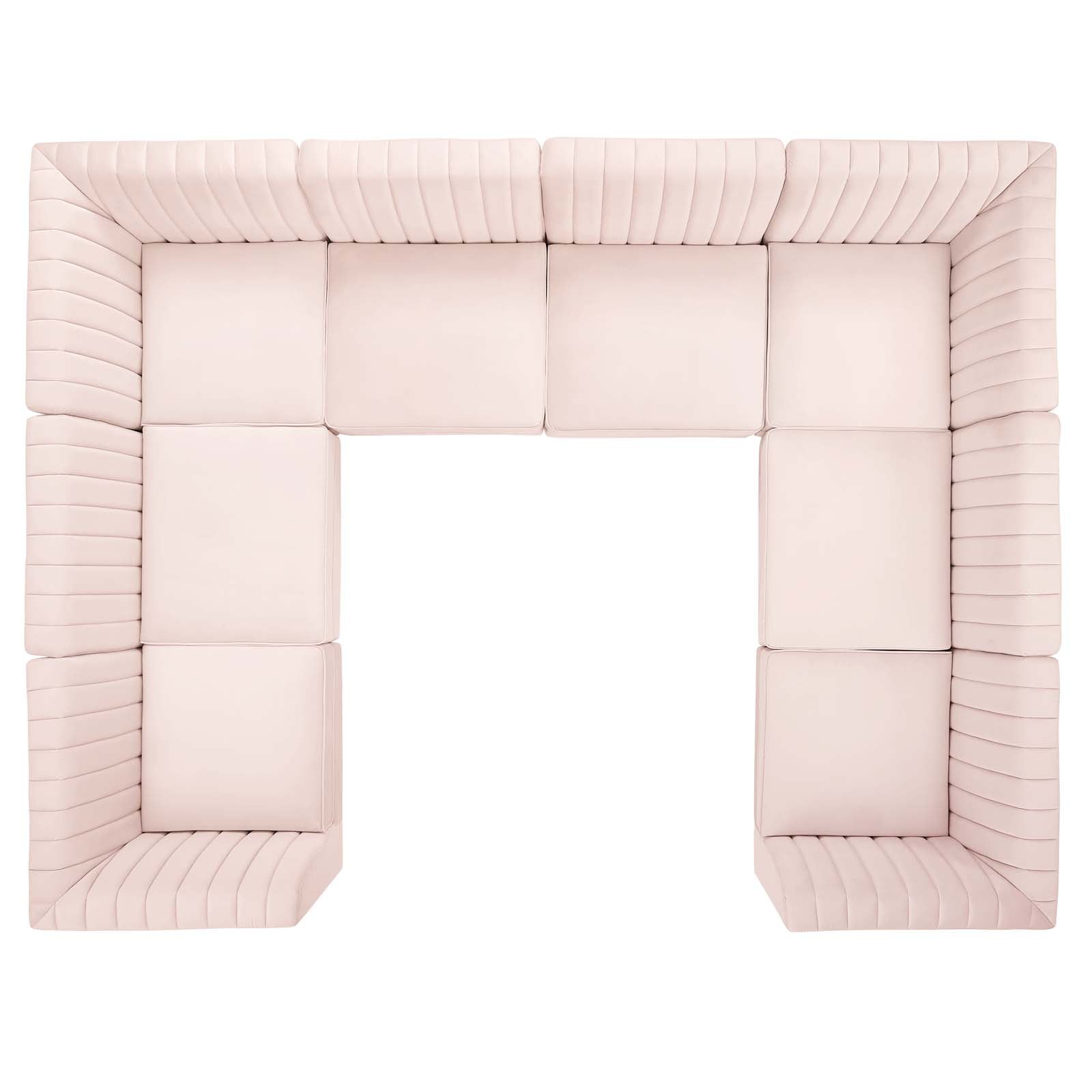 Modway Sectional Sofas - Triumph Channel Tufted Performance Velvet 8-Piece Sectional Sofa Pink