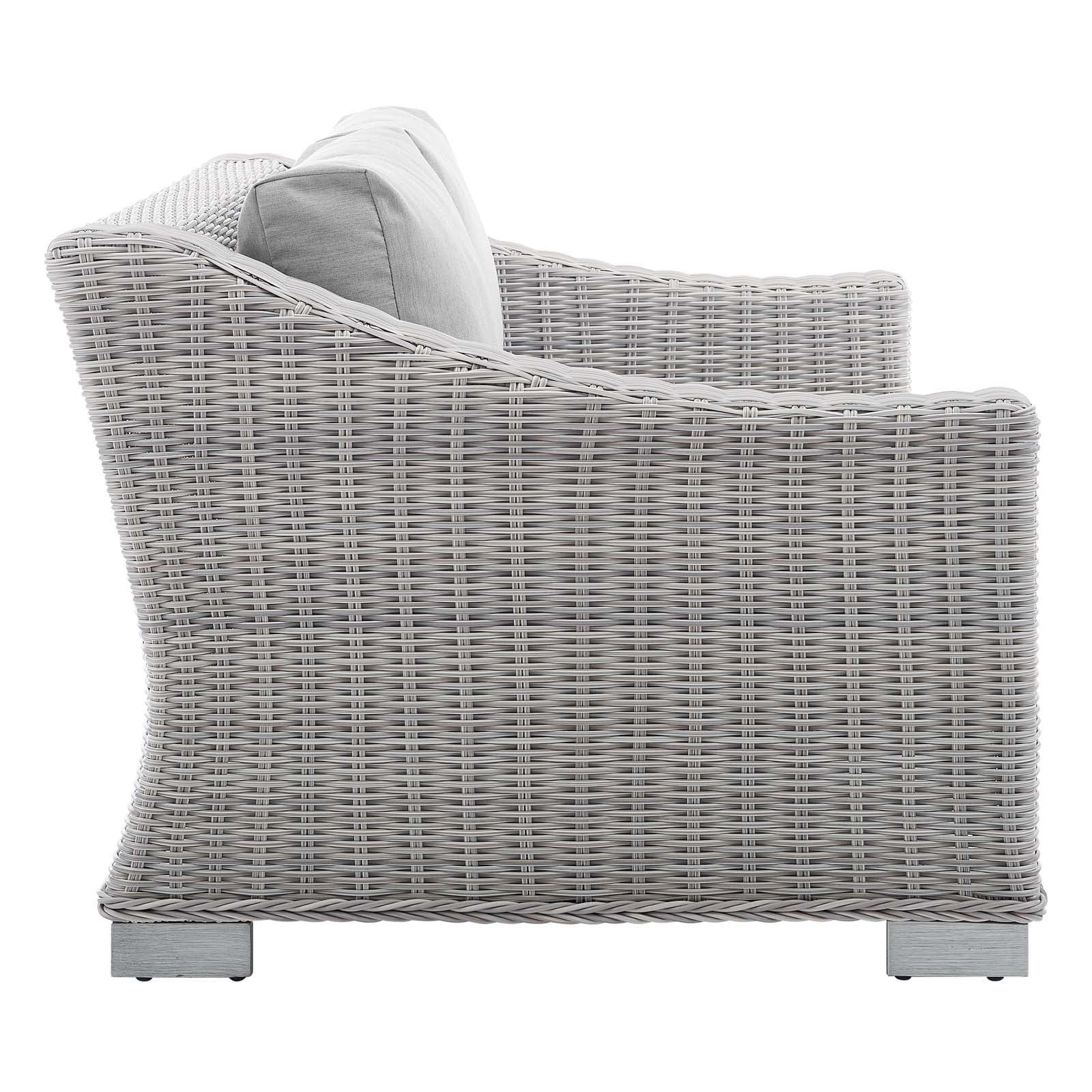 Modway Outdoor Conversation Sets - Conway Sunbrella Outdoor Patio Wicker Rattan 4-Piece Furniture Set Light Gray