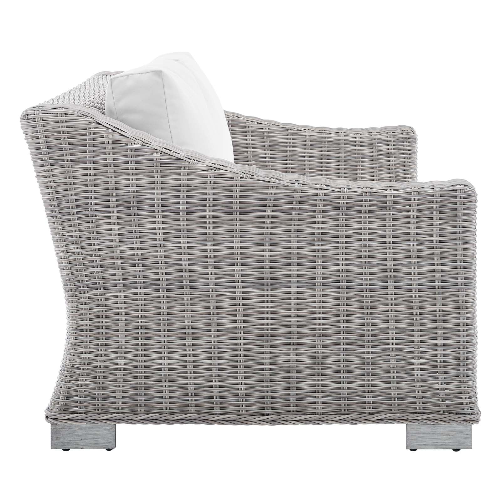 Modway Outdoor Conversation Sets - Conway Sunbrella Outdoor Patio Wicker 4-Piece Furniture Set Light Gray White