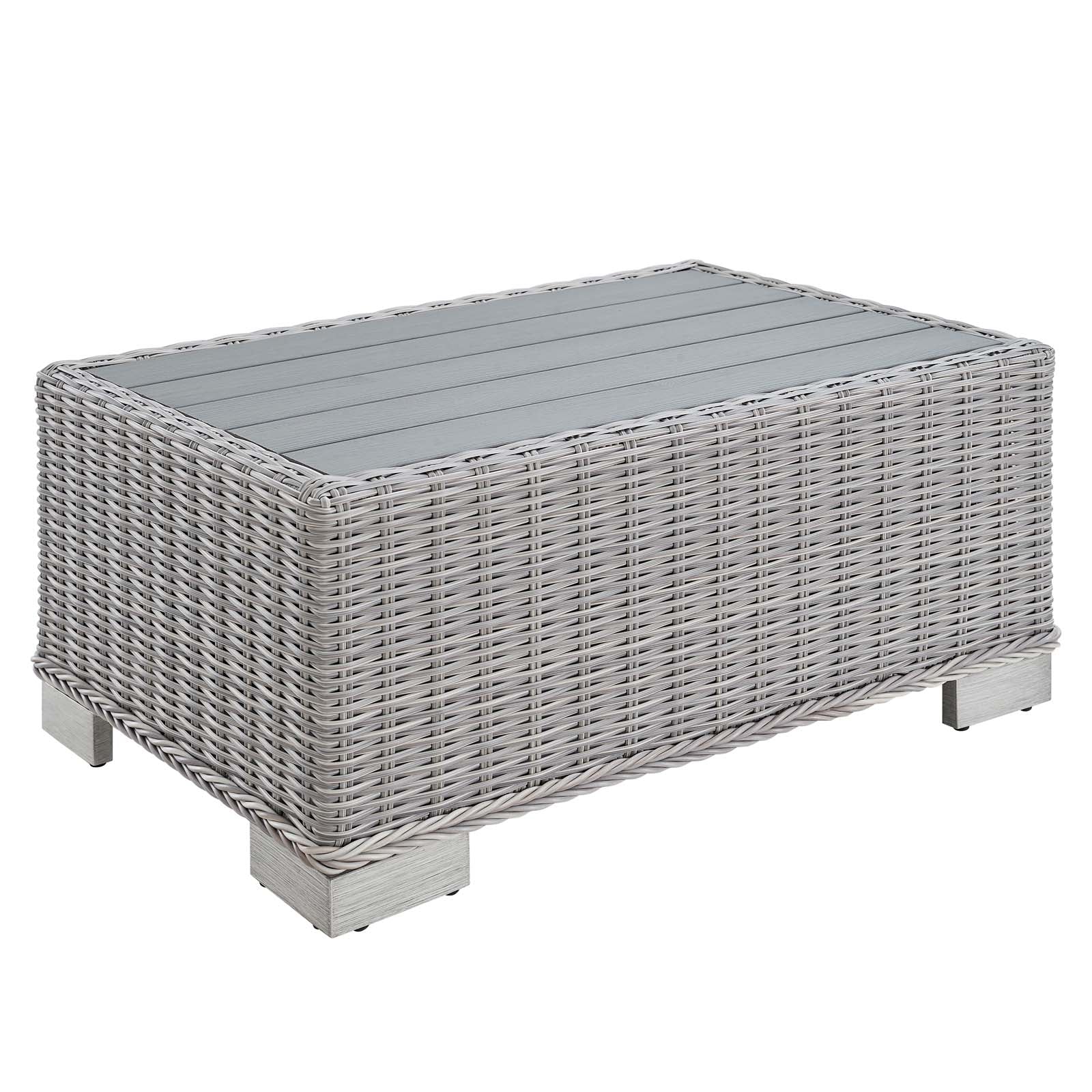Modway Outdoor Conversation Sets - Conway Sunbrella Outdoor Patio Wicker Rattan 5-Piece Sectional Sofa Set Light Gray Navy