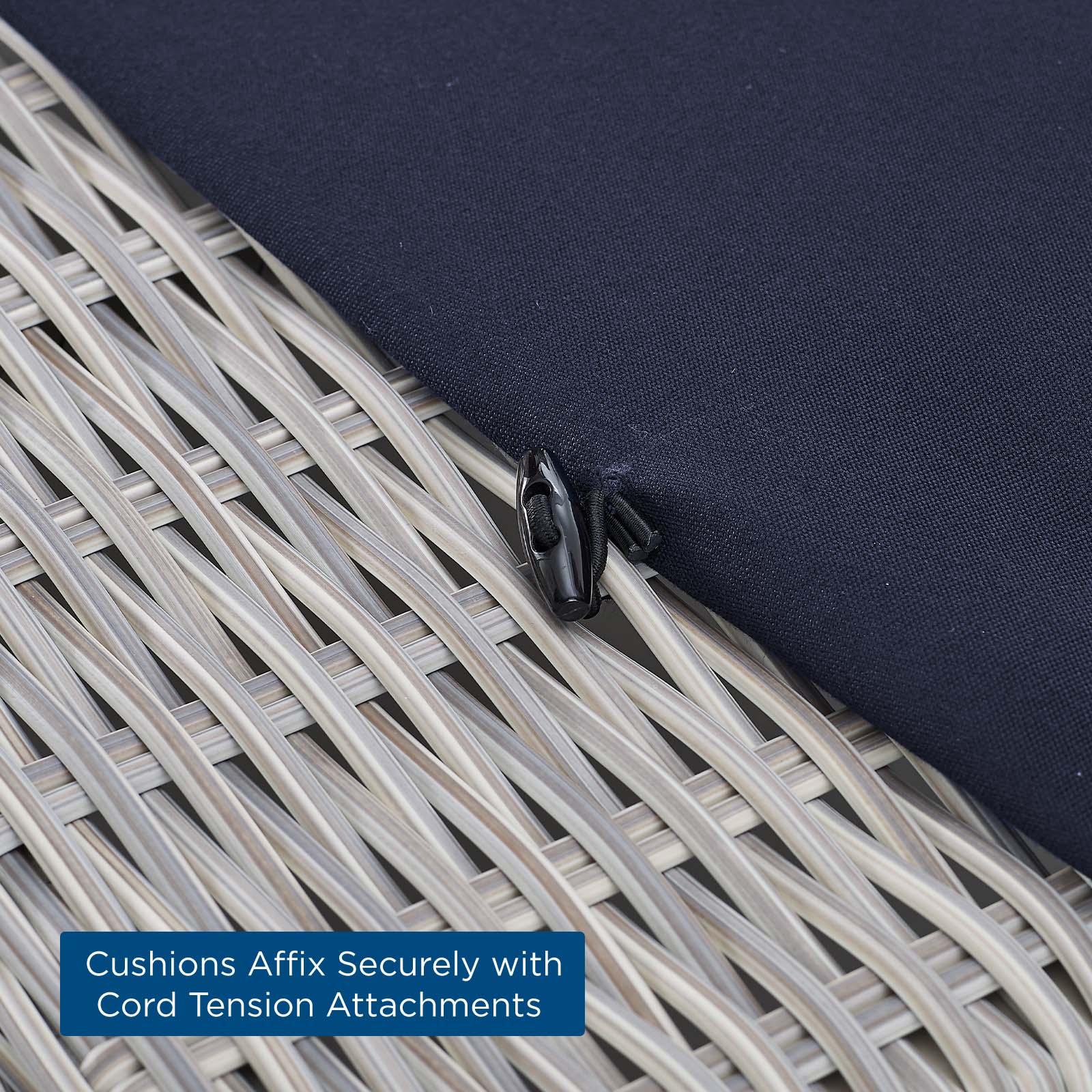 Modway Outdoor Conversation Sets - Conway Sunbrella Outdoor Patio Wicker Rattan 5-Piece Sectional Sofa Set Light Gray Navy