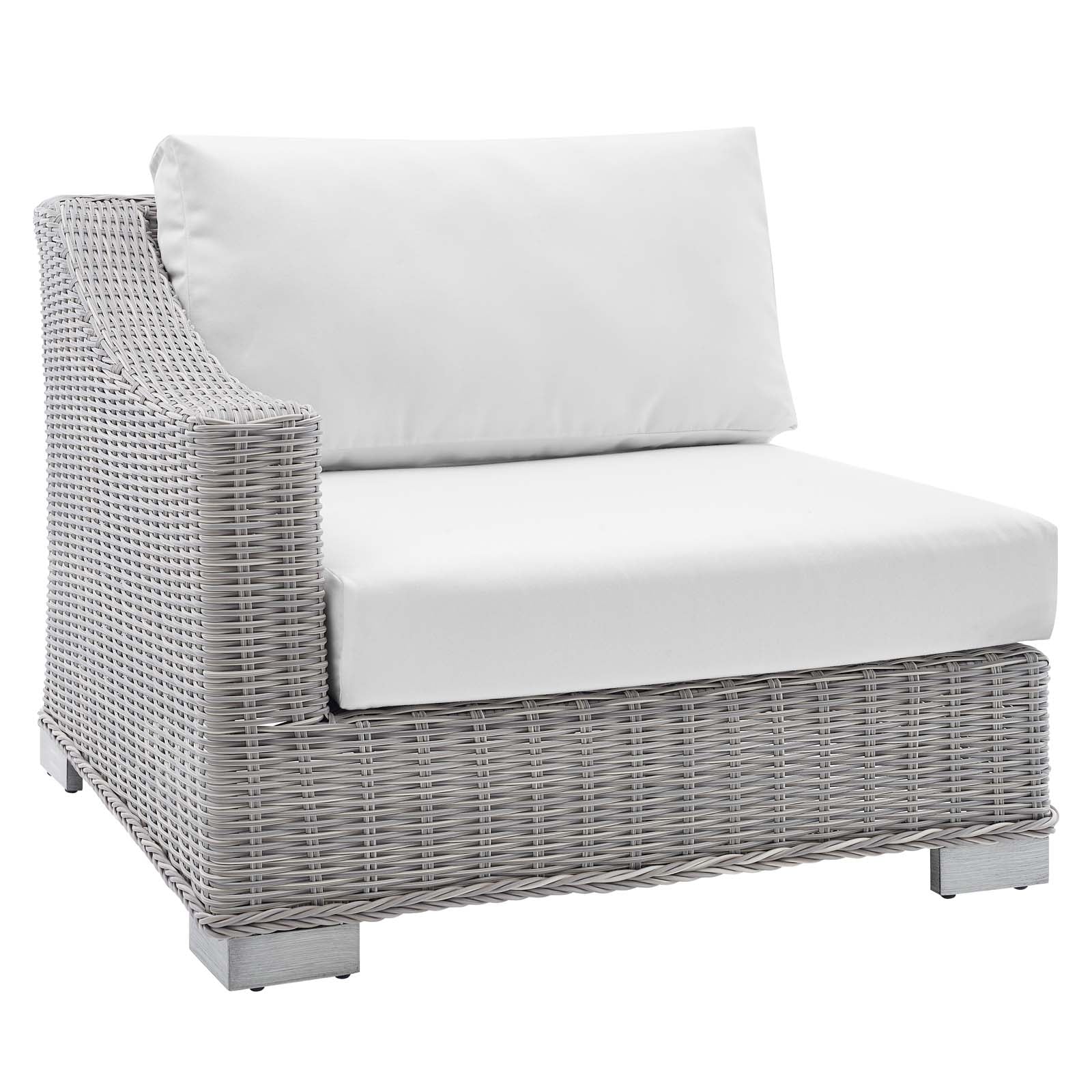 Modway Outdoor Conversation Sets - Conway Sunbrella Outdoor Patio Wicker Rattan 5-Piece Sectional Sofa Set Light Gray White