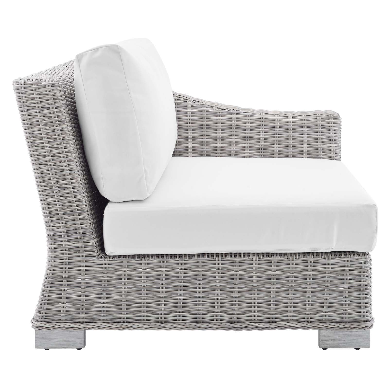 Modway Outdoor Conversation Sets - Conway Sunbrella Outdoor Patio Wicker Rattan 5-Piece Sectional Sofa Set Light Gray White