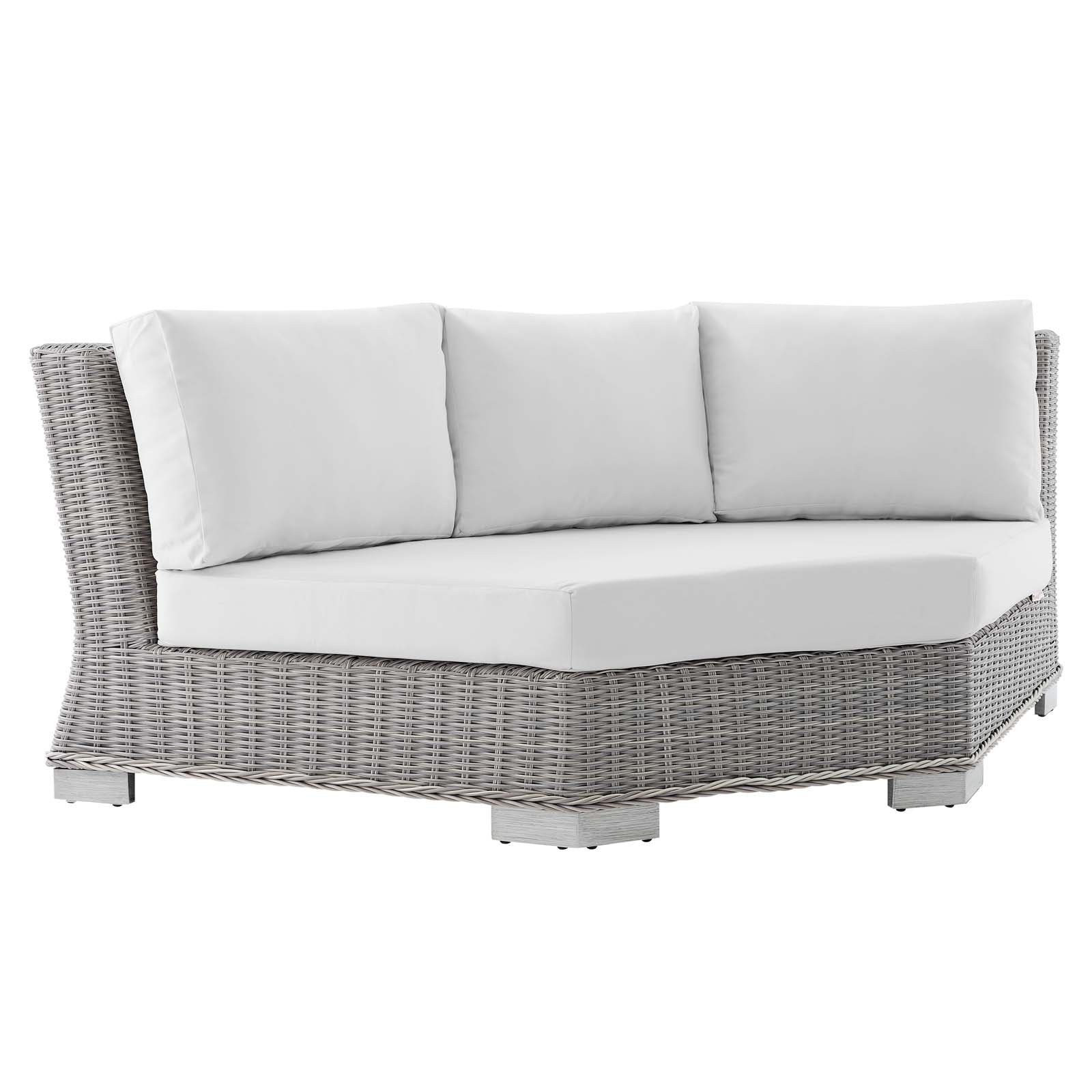 Modway Outdoor Conversation Sets - Conway Sunbrella Outdoor Patio Wicker Rattan 5-Piece Sectional Sofa Set Light Gray White
