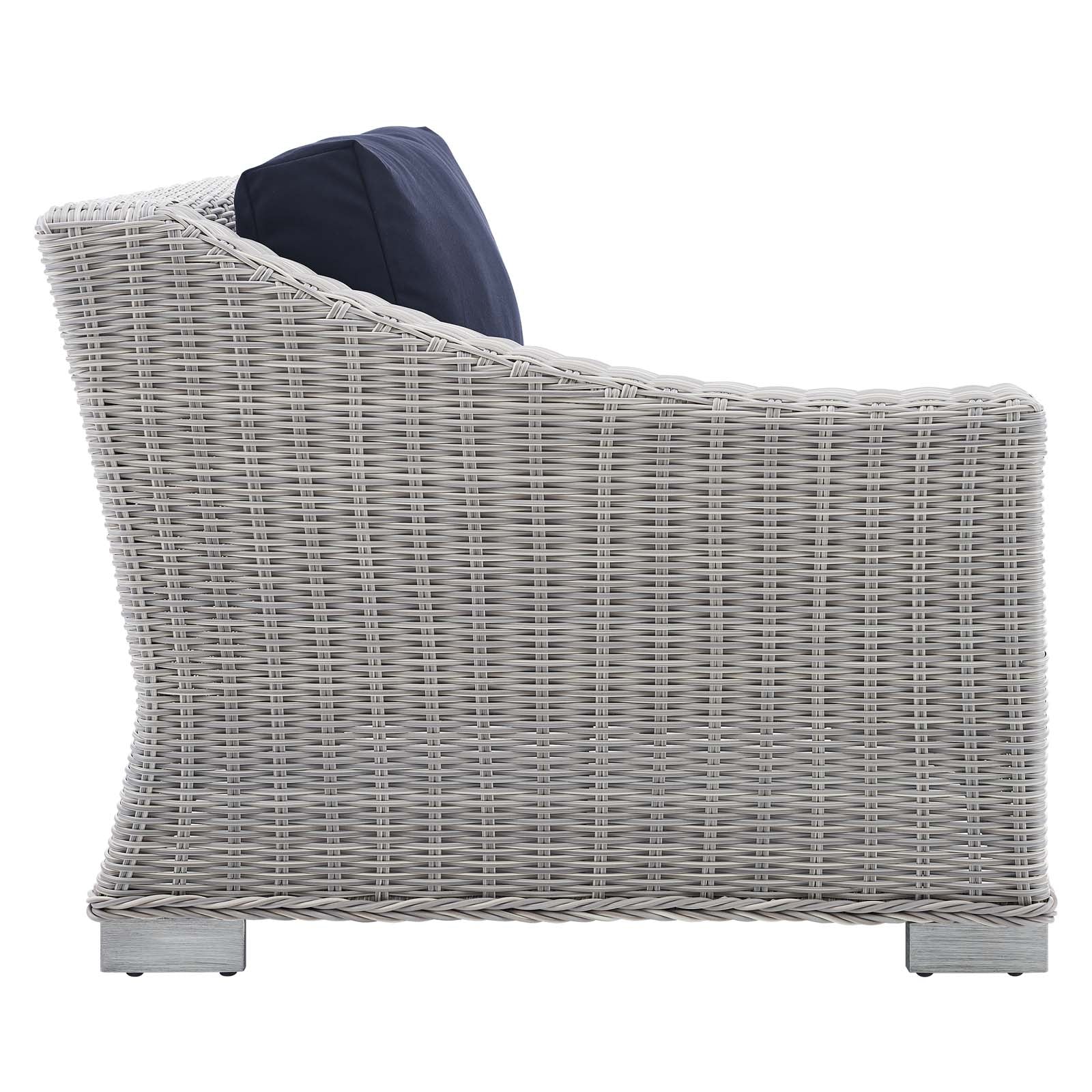 Modway Outdoor Conversation Sets - Conway Sunbrella Outdoor Patio Wicker Rattan 6-Piece Sectional Sofa Set Light Gray Navy