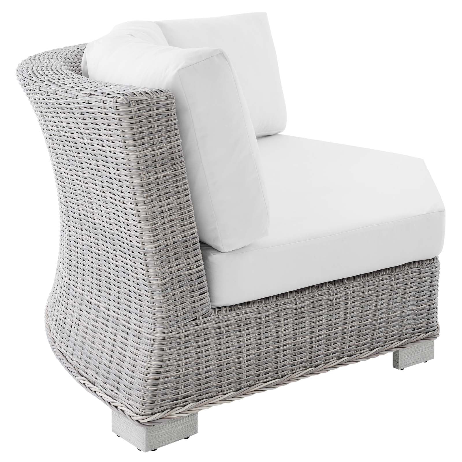 Modway Outdoor Conversation Sets - Conway Sunbrella Outdoor Patio Wicker Rattan 6-Piece Sectional Sofa Set Light Gray White