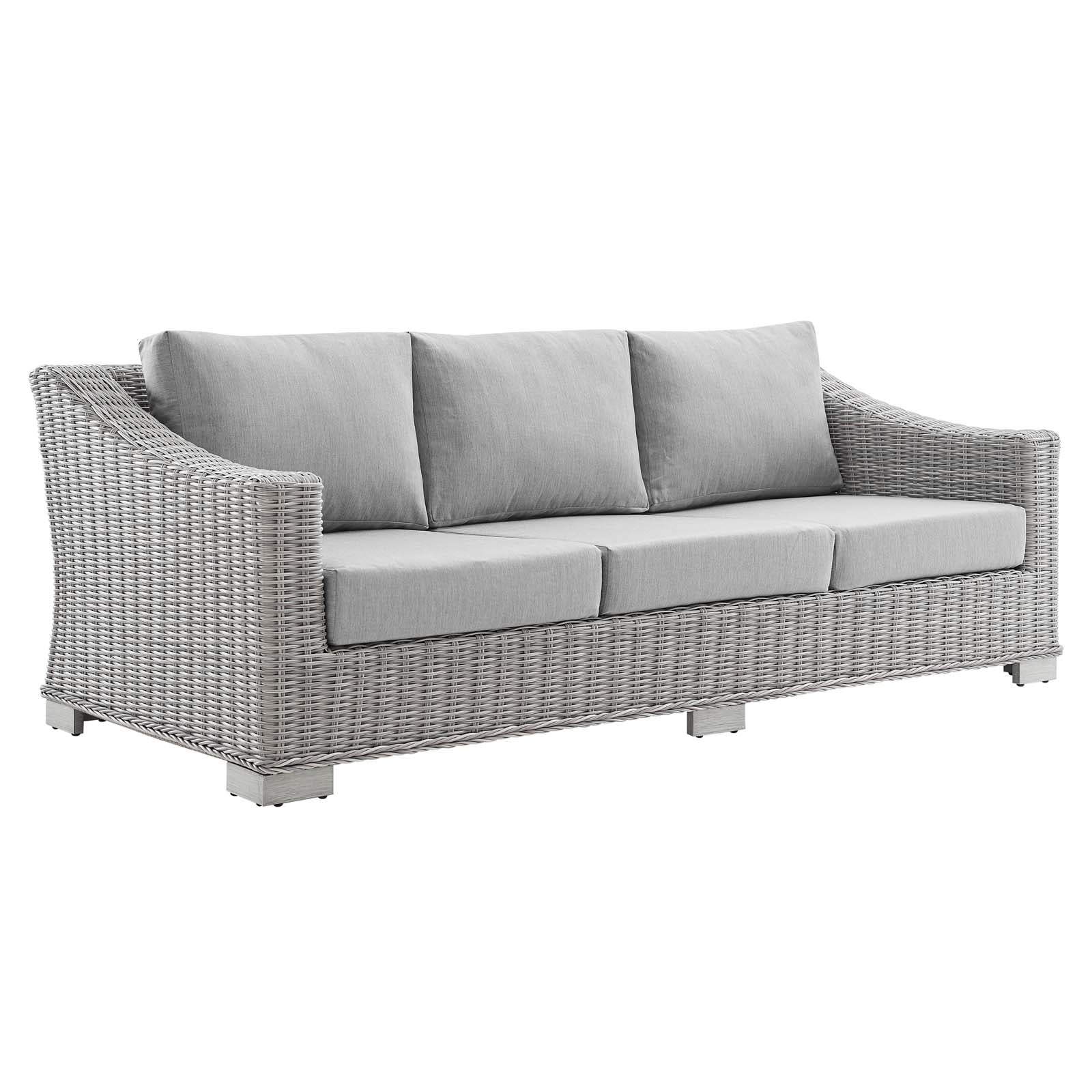 Modway Outdoor Conversation Sets - Conway Sunbrella Outdoor Patio Wicker Rattan 4-Piece Furniture Set Light Gray-EEI-4359-LGR-GRY