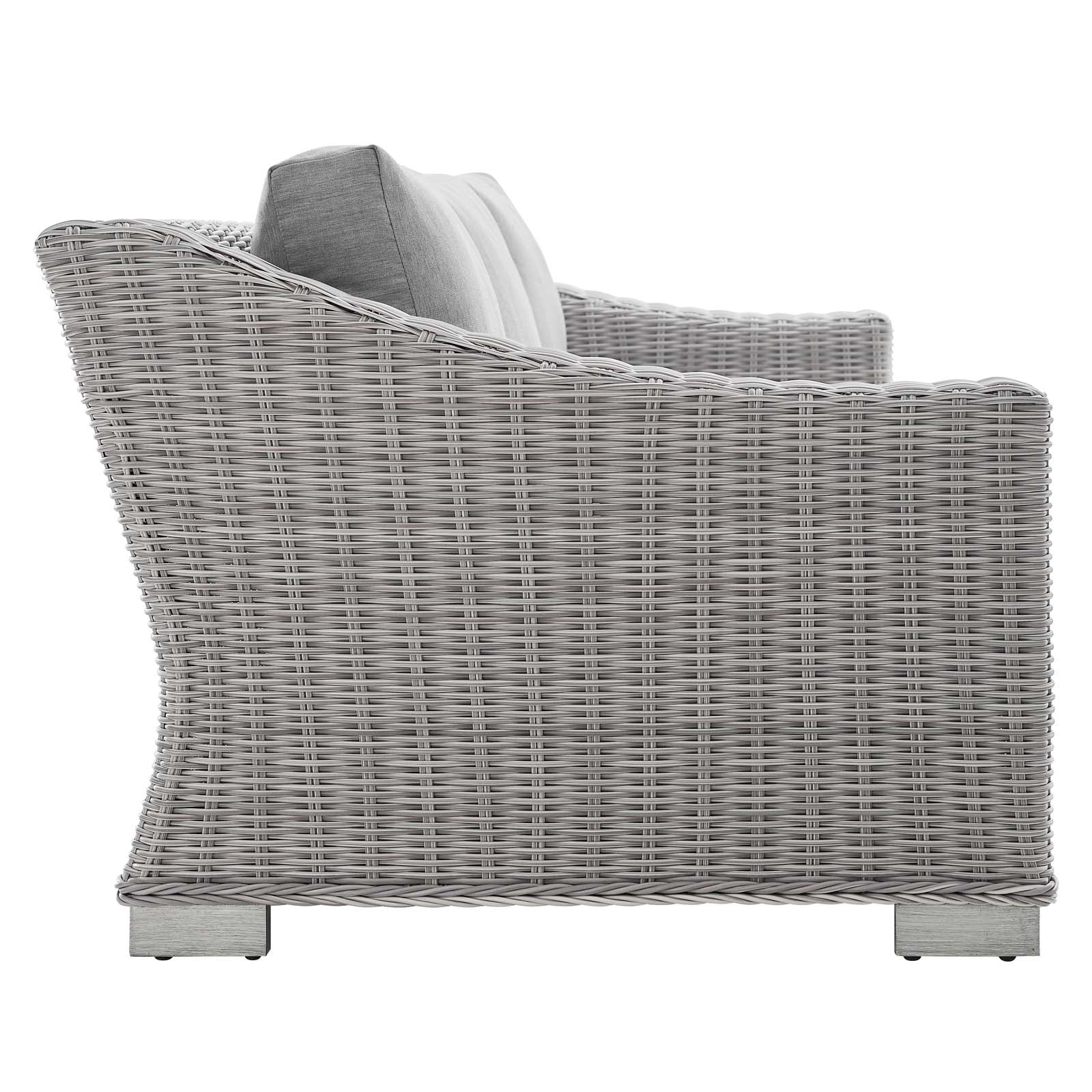 Modway Outdoor Conversation Sets - Conway Sunbrella Outdoor Patio Wicker Rattan 4-Piece Furniture Set Light Gray-EEI-4359-LGR-GRY