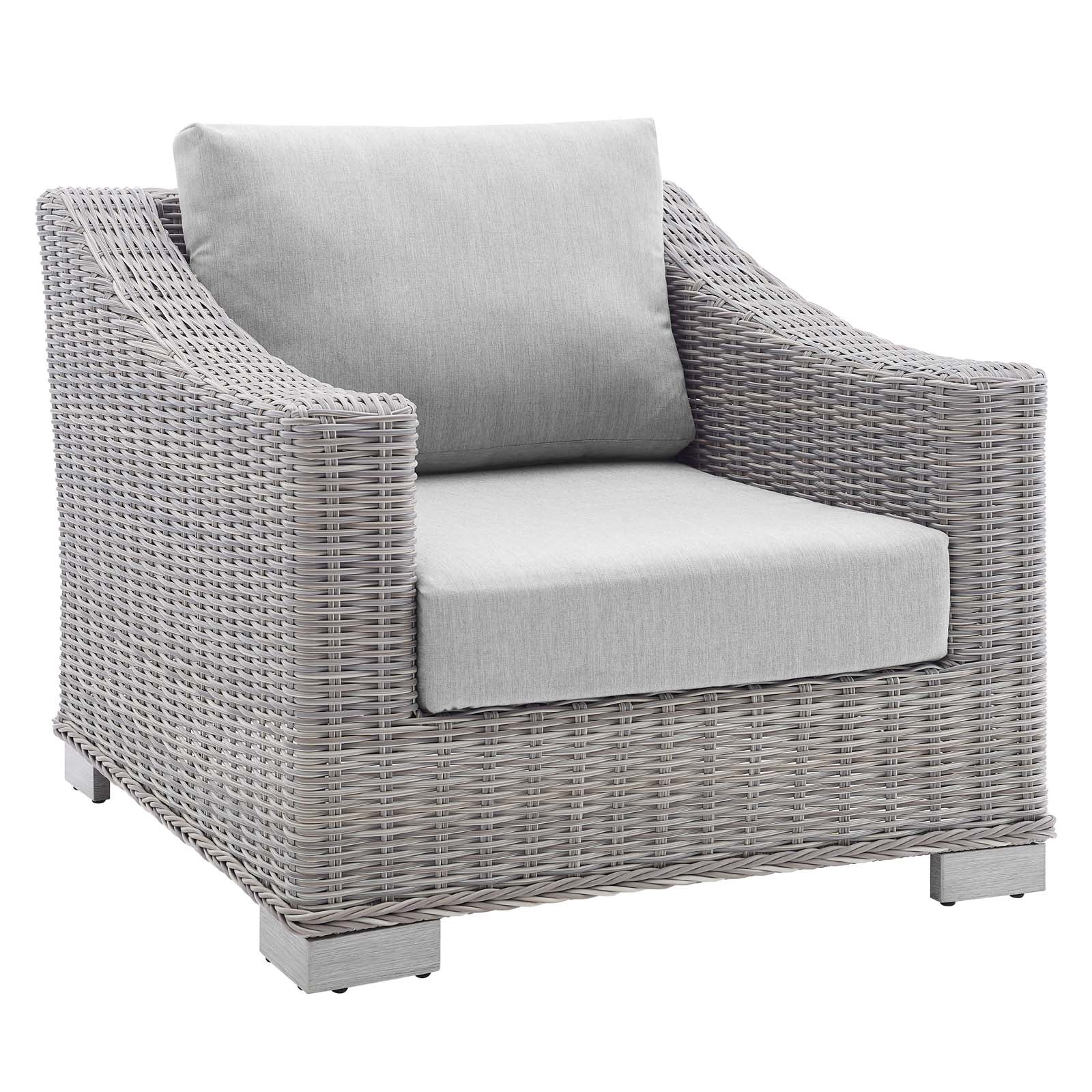 Modway Outdoor Conversation Sets - Conway Sunbrella Outdoor Patio Wicker Rattan 4-Piece Furniture Set Light Gray-EEI-4359-LGR-GRY