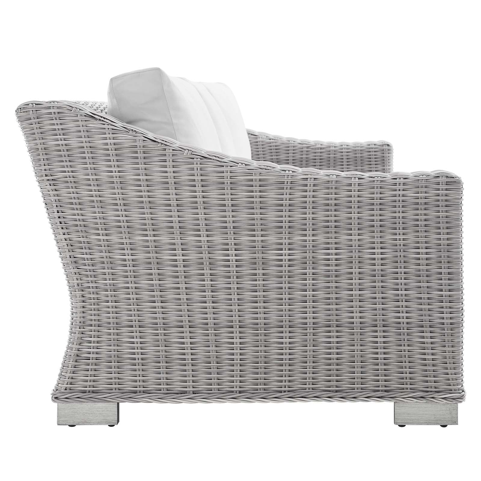Modway Outdoor Conversation Sets - Conway Sunbrella Outdoor Patio Wicker Rattan 4-Piece Furniture Set Light Gray White
