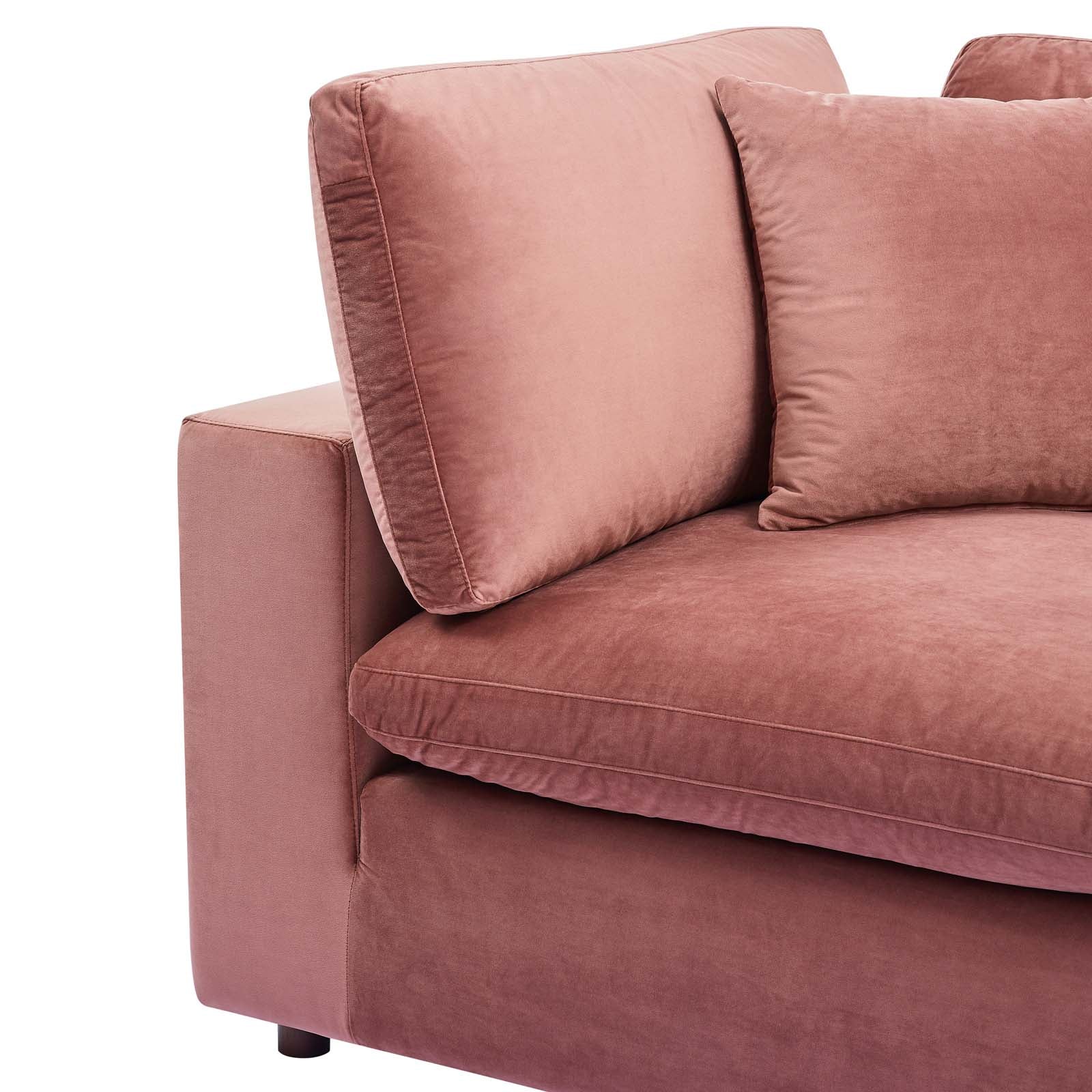 Modway Accent Chairs - Commix Down Filled Overstuffed Performance Velvet Corner Chair Dusty Rose