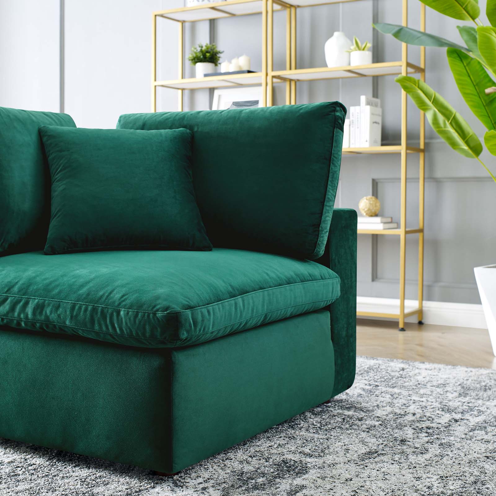 Modway Accent Chairs - Commix Down Filled Overstuffed Performance Velvet Corner Chair Green