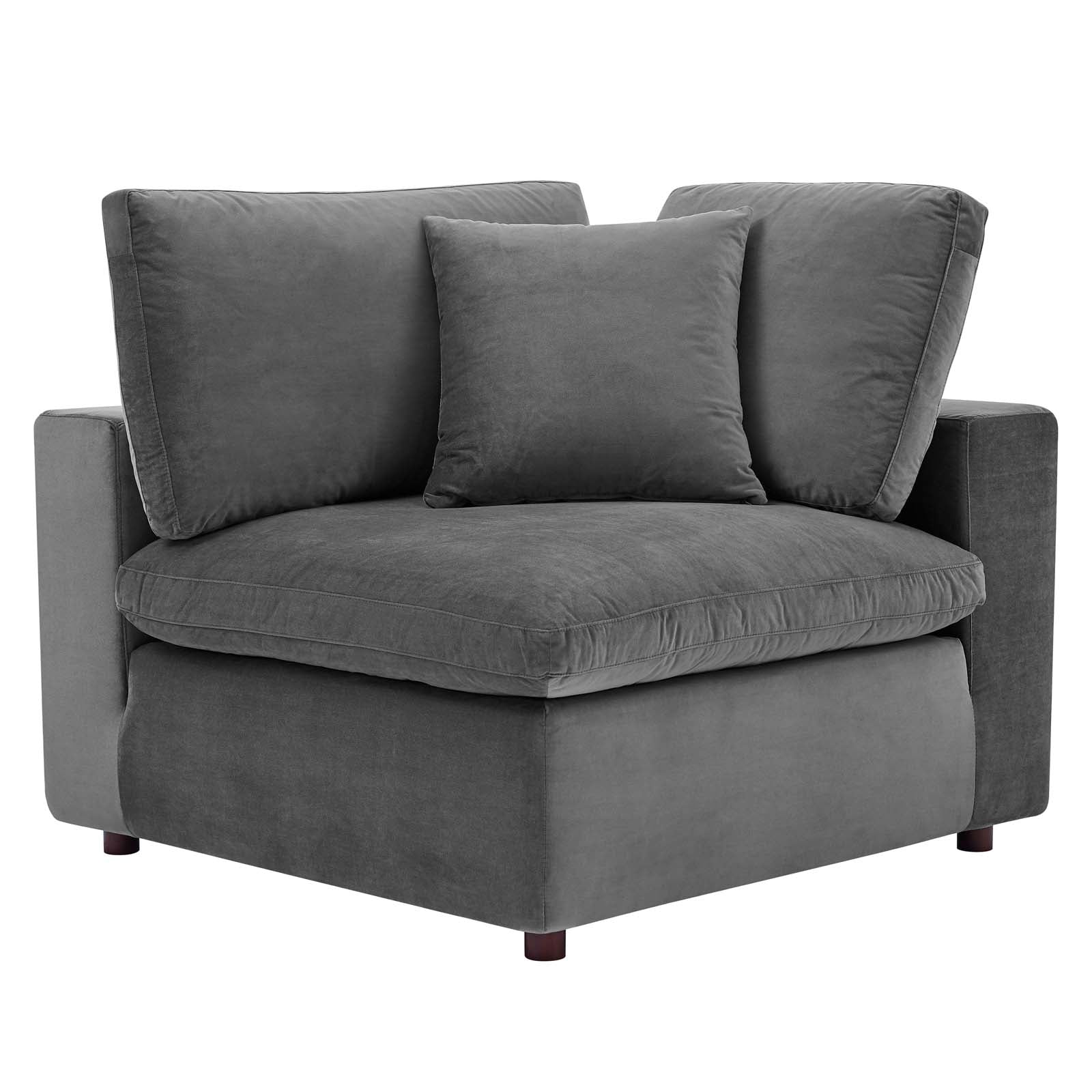Modway Accent Chairs - Commix Down Filled Overstuffed Performance Velvet Corner Chair Gray