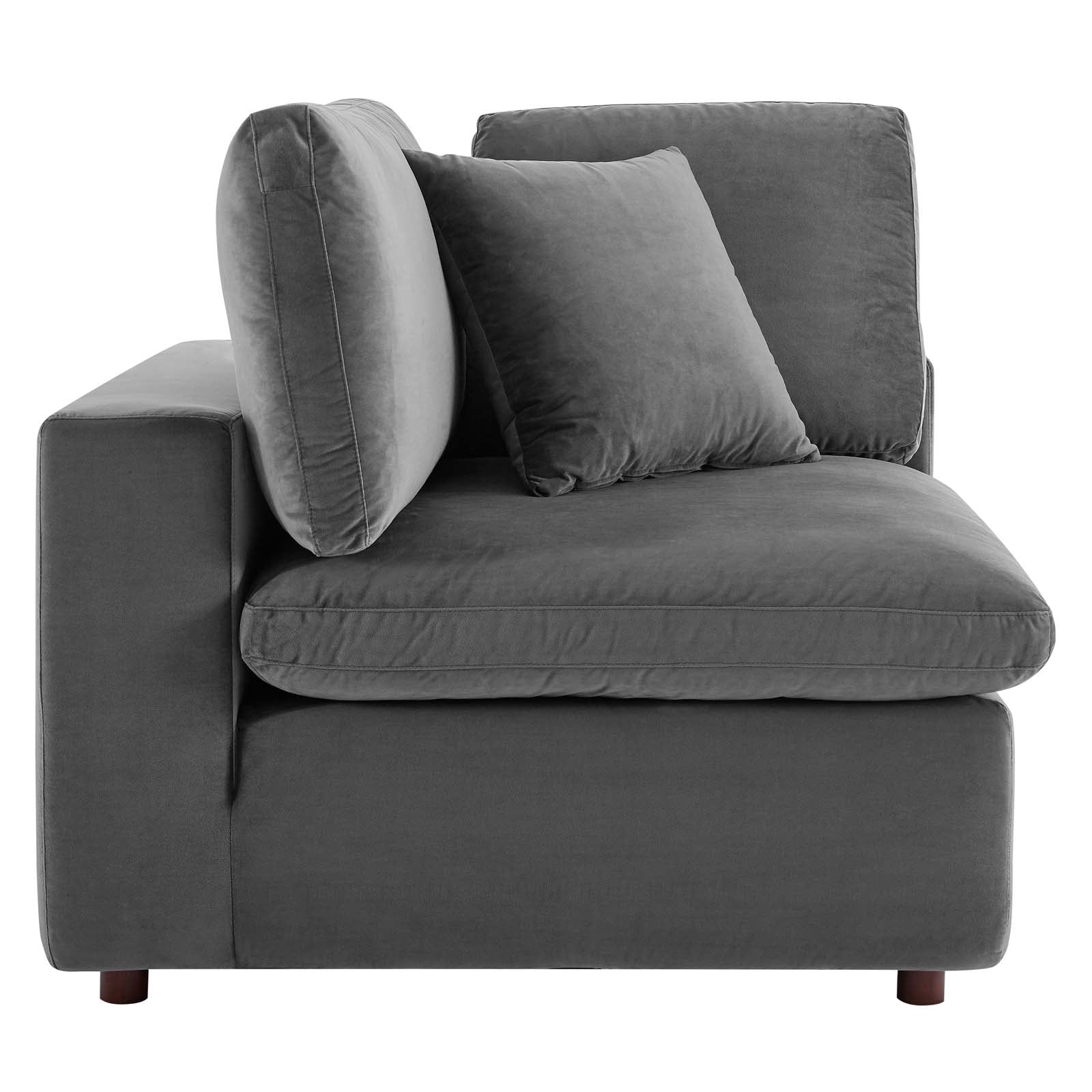 Modway Accent Chairs - Commix Down Filled Overstuffed Performance Velvet Corner Chair Gray
