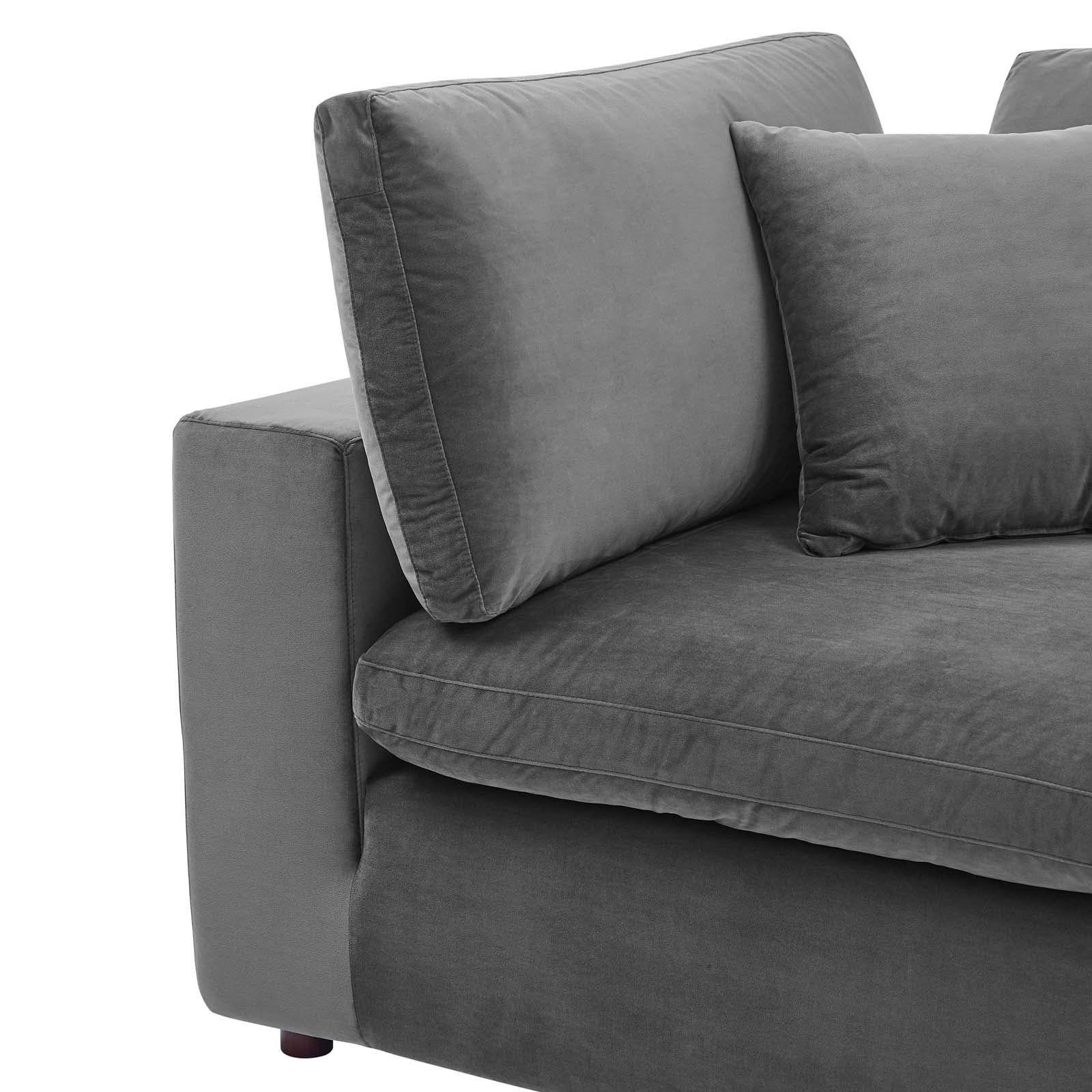 Modway Accent Chairs - Commix Down Filled Overstuffed Performance Velvet Corner Chair Gray