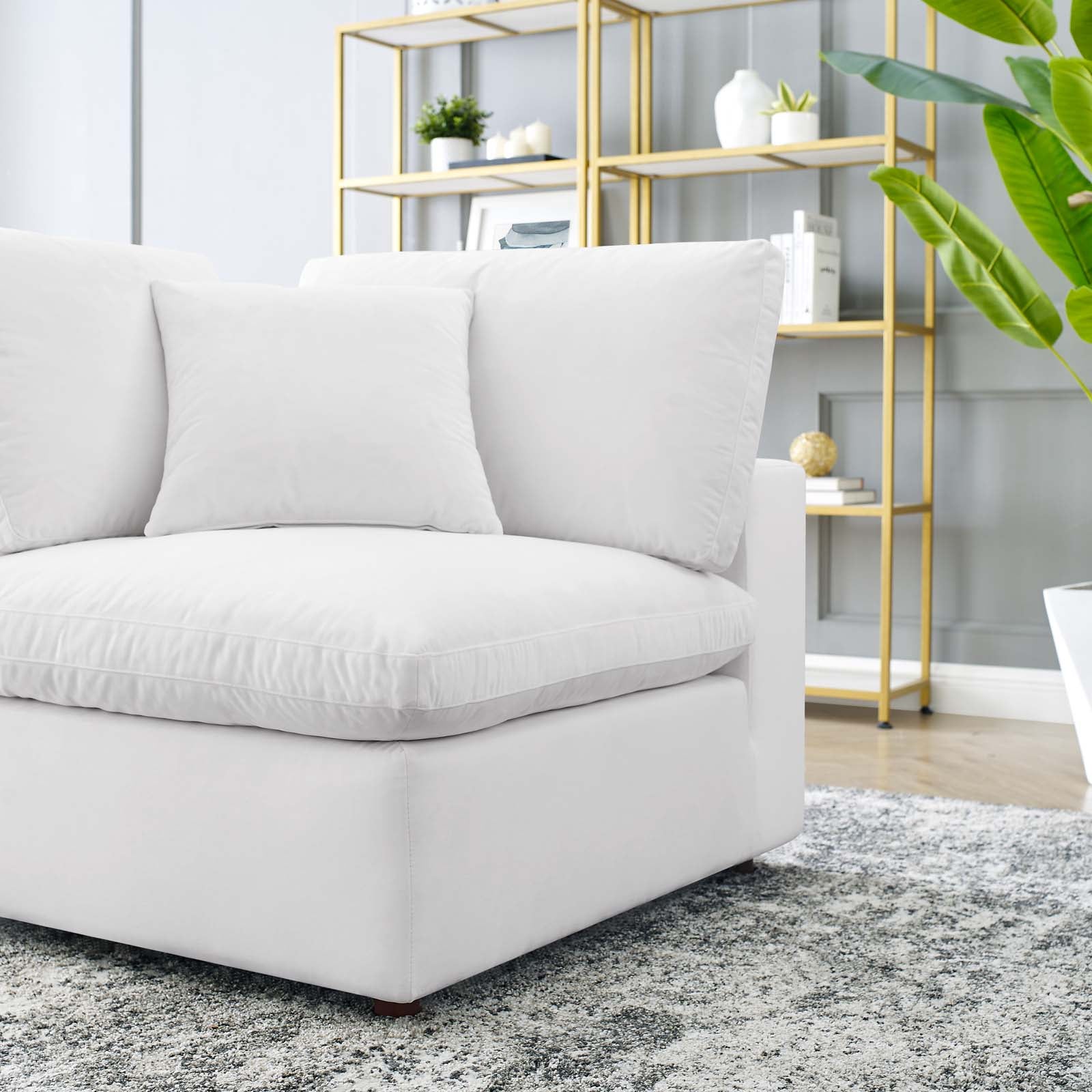 Modway Accent Chairs - Commix Down Filled Overstuffed Performance Velvet Corner Chair White