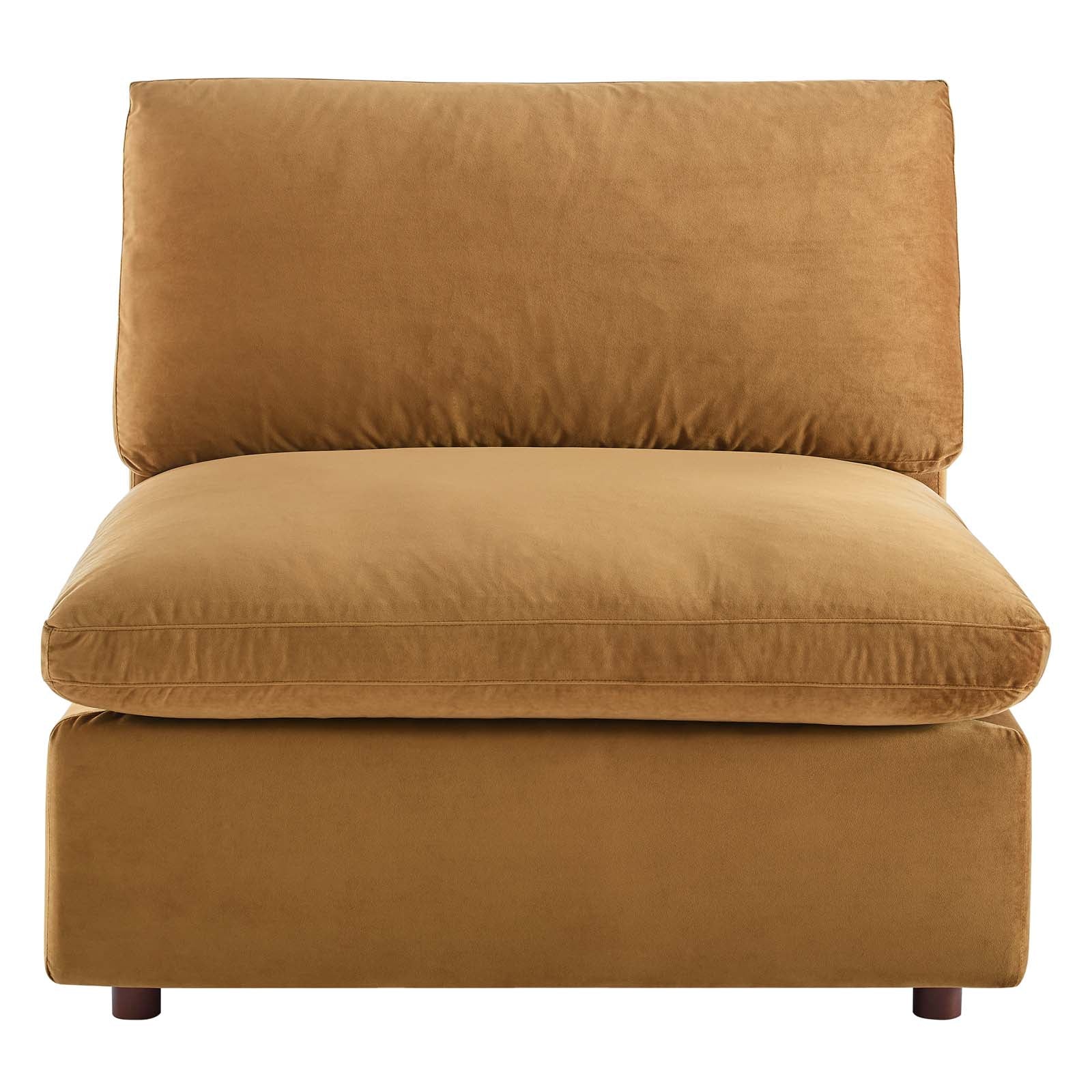 Modway Accent Chairs - Commix Down Filled Overstuffed Performance Velvet Armless Chair Cognac