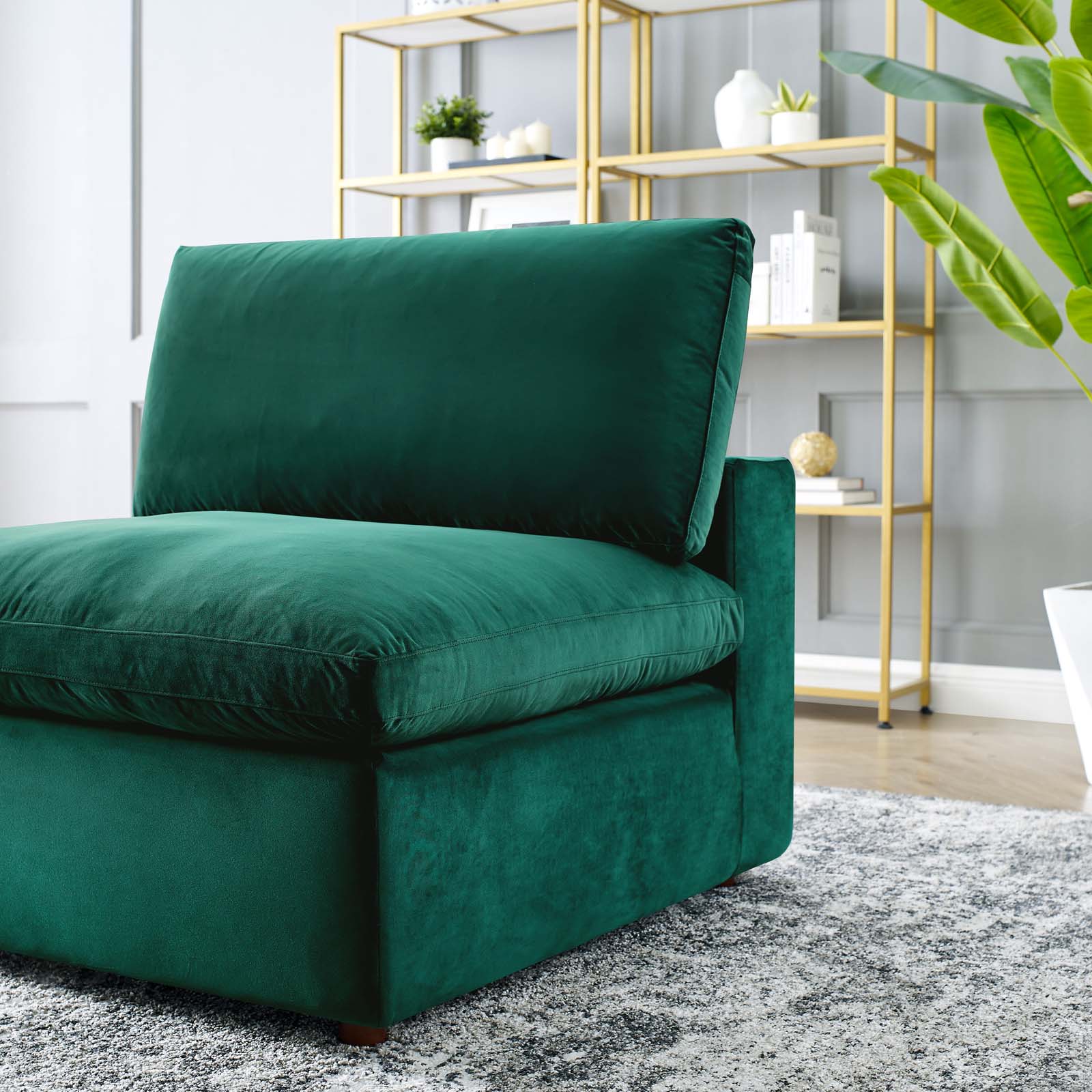 Modway Accent Chairs - Commix Down Filled Overstuffed Performance Velvet Armless Chair Green