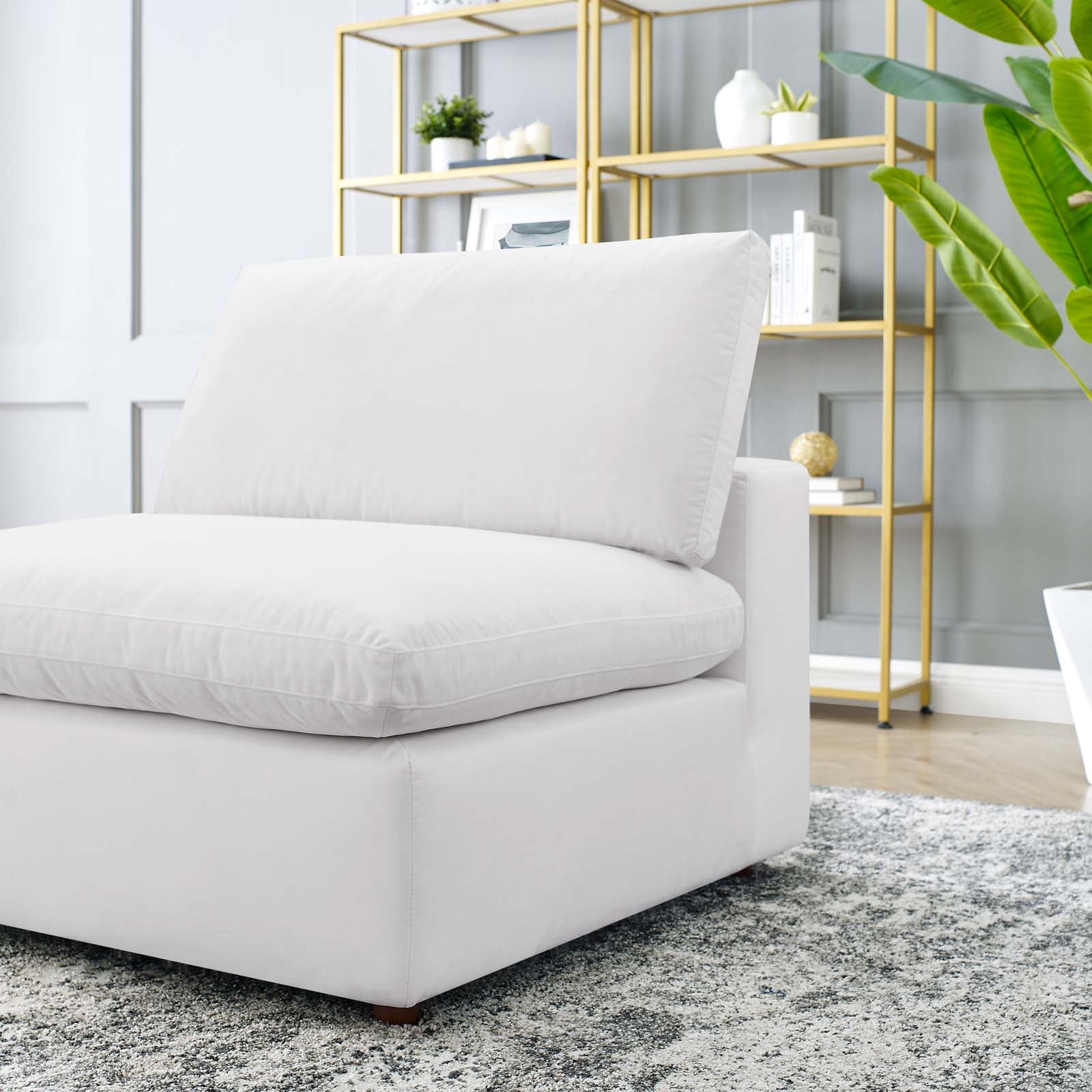 Modway Accent Chairs - Commix Down Filled Overstuffed Performance Velvet Armless Chair White