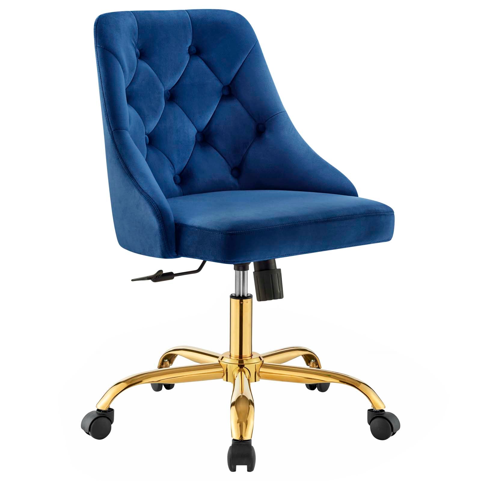 Modway Task Chairs - Distinct Tufted Swivel Performance Velvet Office Chair Gold Navy