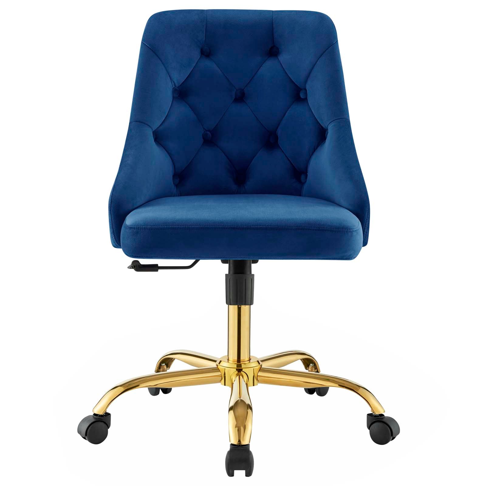 Modway Task Chairs - Distinct Tufted Swivel Performance Velvet Office Chair Gold Navy