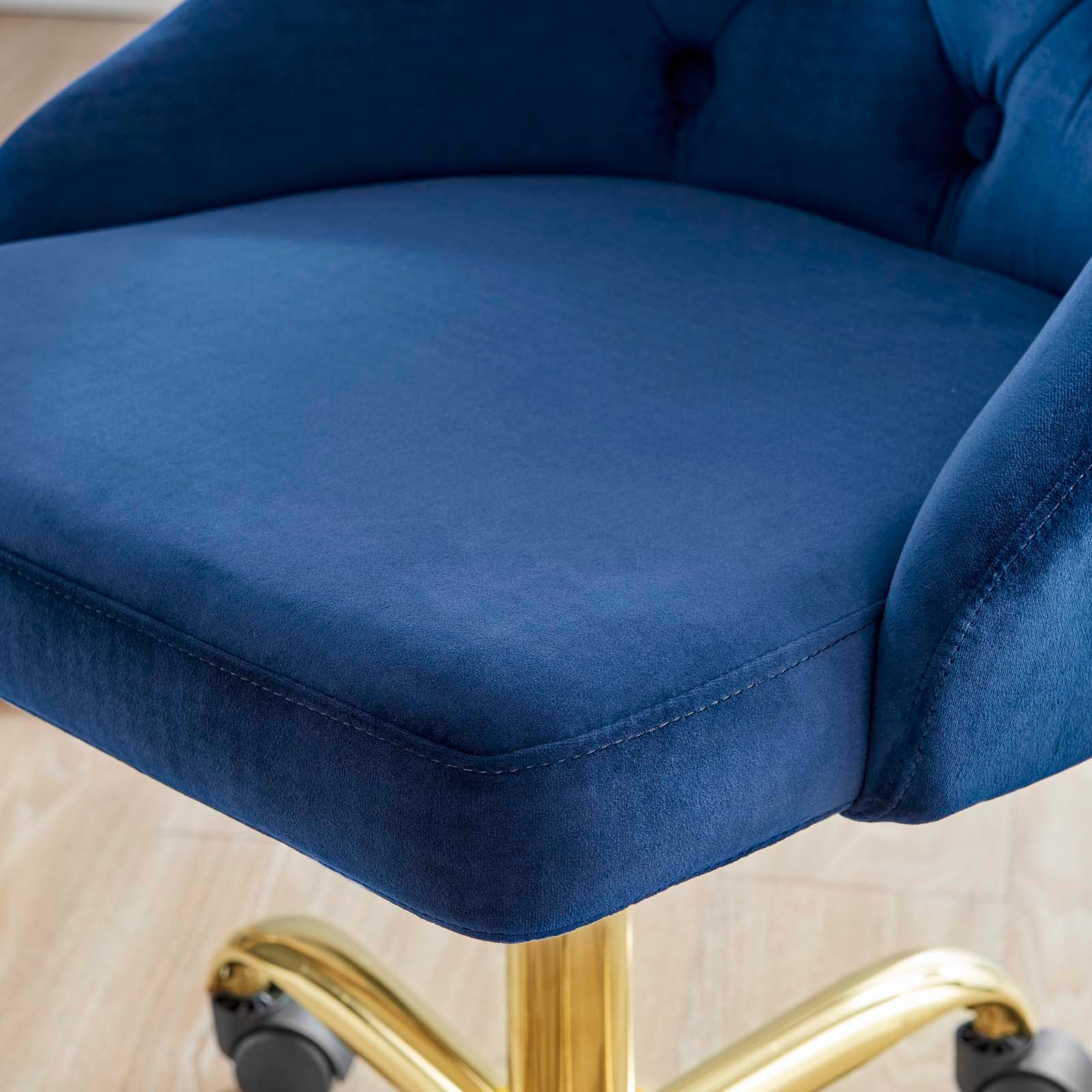 Modway Task Chairs - Distinct Tufted Swivel Performance Velvet Office Chair Gold Navy