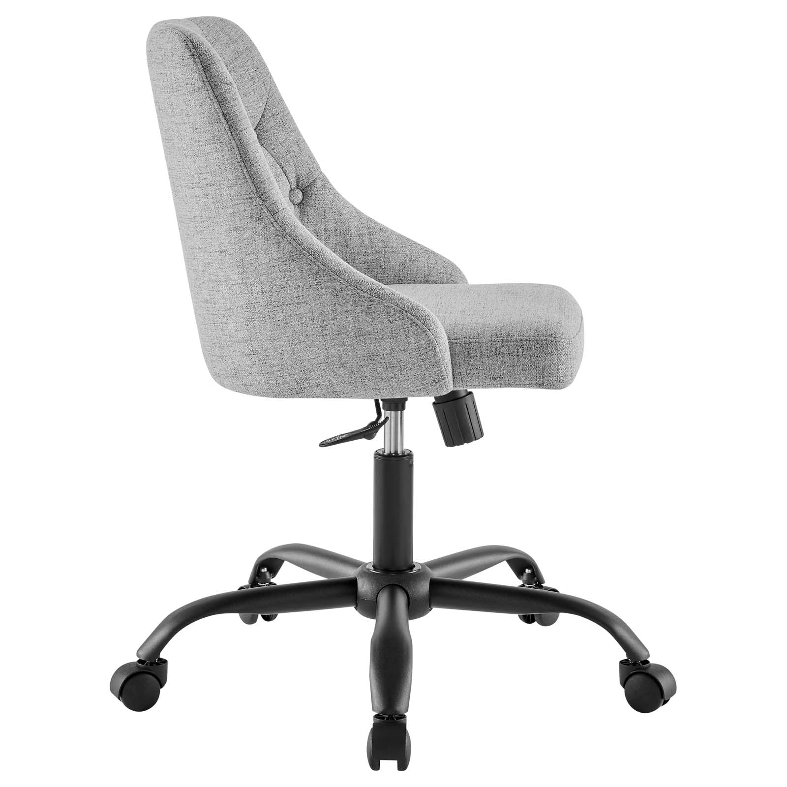 Modway Task Chairs - Distinct Tufted Swivel Upholstered Office Chair Black Light Gray
