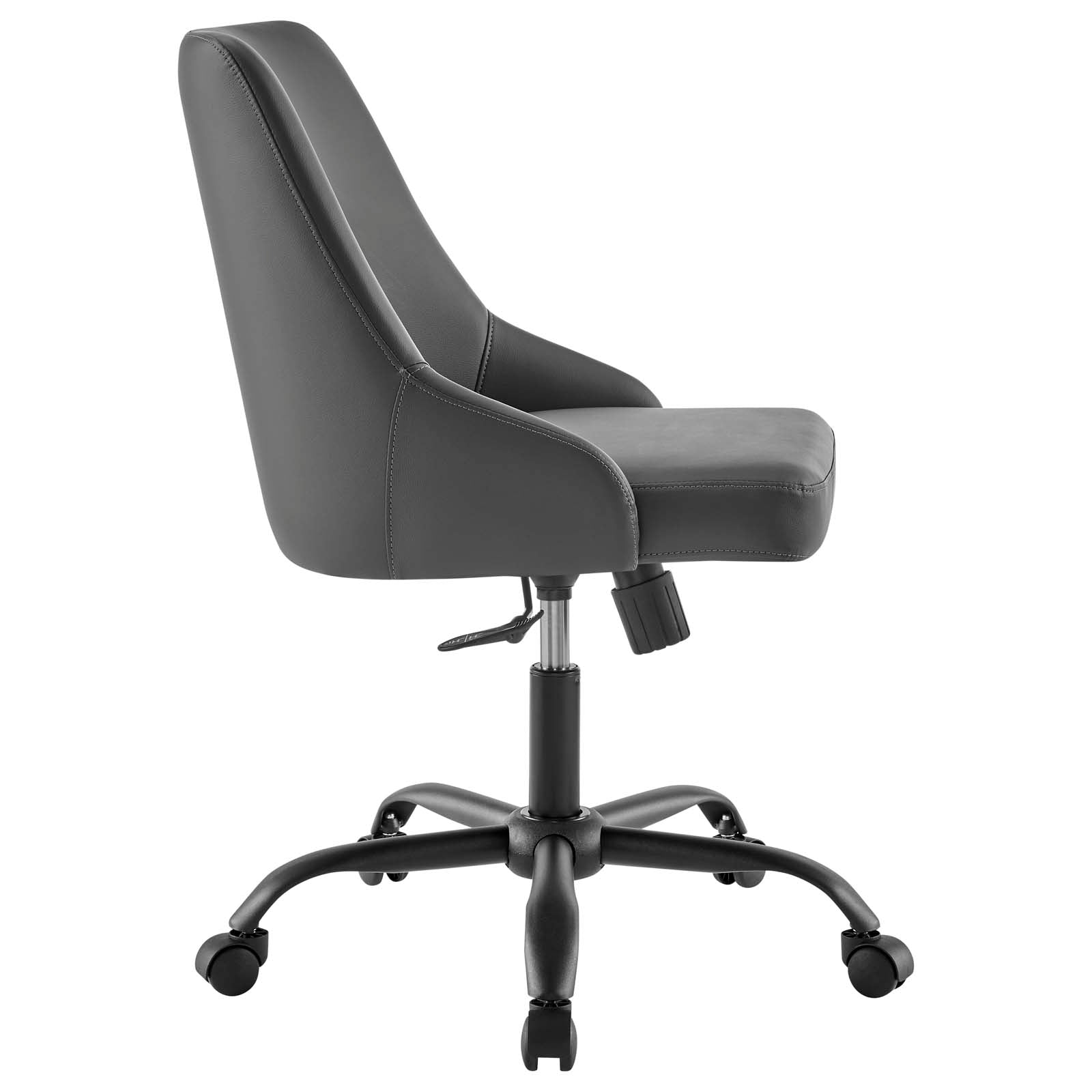 Modway Task Chairs - Designate Swivel Vegan Leather Office Chair Black Gray