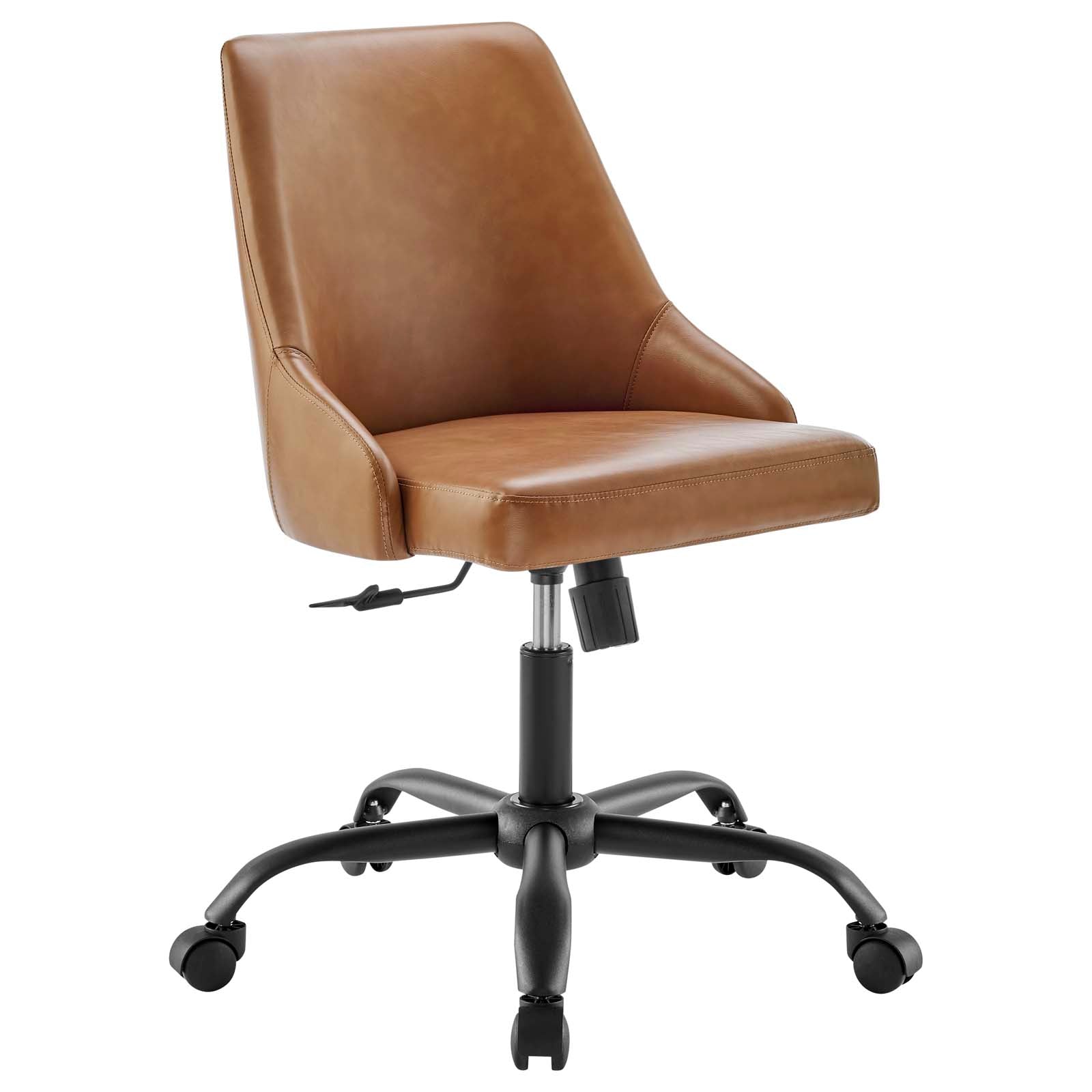 Modway Task Chairs - Designate Swivel Vegan Leather Office Chair Black Tan